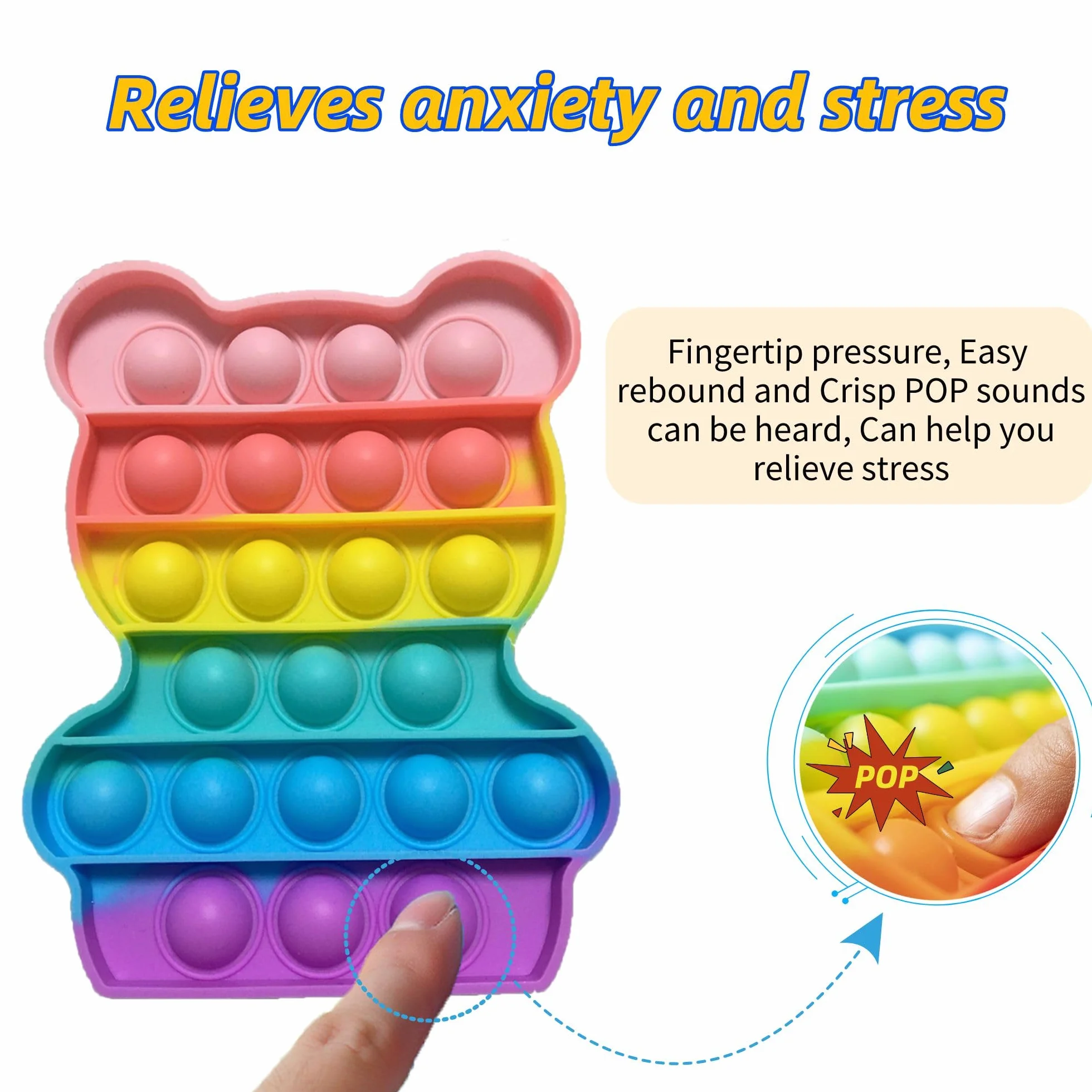 Pop Bubble Fidget Toy Set 4 Pezzi Dinosauro Alpaca Orso Gelato Giocattoli Sensory Push Antistress per Adulti e Bambini