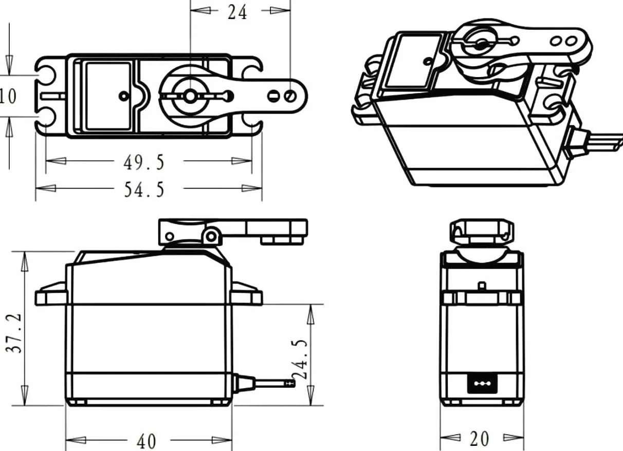 YUNIQUE ITALIA Servomotore Digitale Coreless DS3235 PRO 7.4V 35KG con camme 25T per Camion robotizzato Modello Baja Car 1/10 (180 gradi)