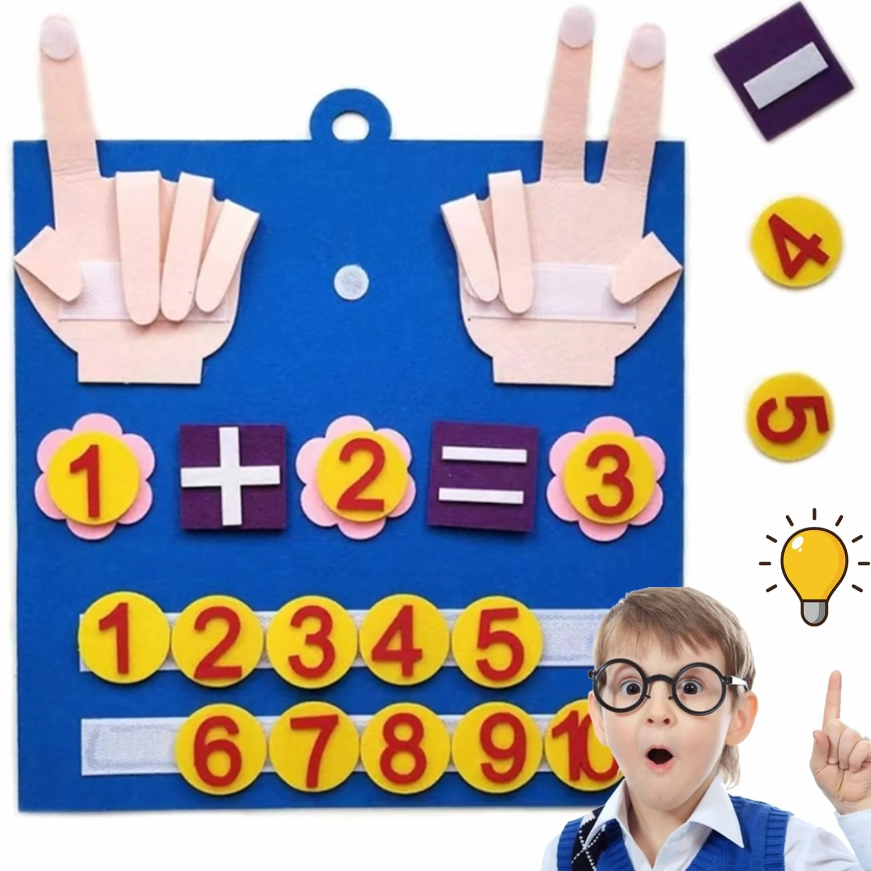 Numeri da dito in feltro Giocattolo matematico per bambini Divertimento carino Educazione precoce Giocattoli di conteggio con anello per appendere Giocattoli di apprendimento vibranti fai-da-te Attiv