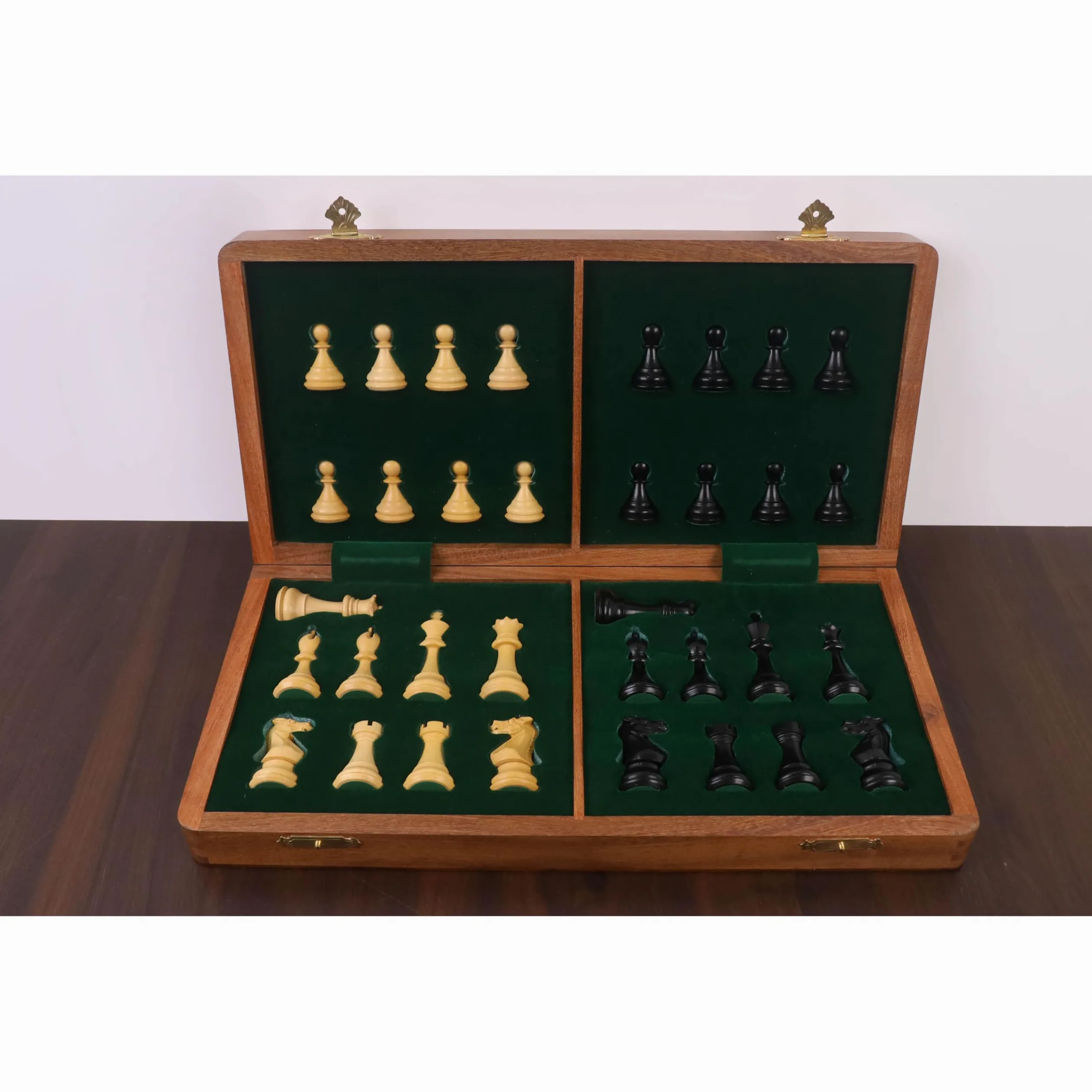Royal Chess Mall- Set di scacchi da viaggio magnetico della serie Premier da 16 pollici- Scacchiera in legno di ebano e acero con pezzi in bosso ebanizzato