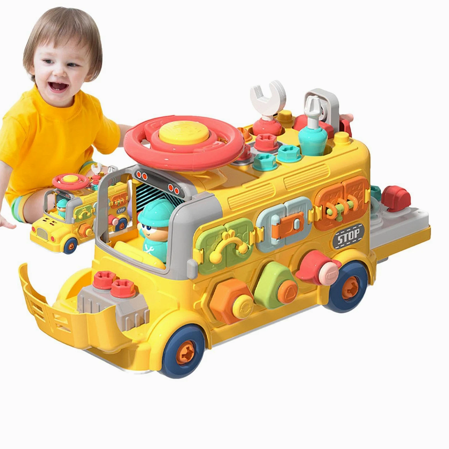 Cubo Occupato, cubo di attività per Bambini | Giocattoli | sensoriali da Viaggio a Forma di Autobus Cubo Occupato - Giocattolo per seggiolino Auto da Viaggio, cubo di attività, Giocatt