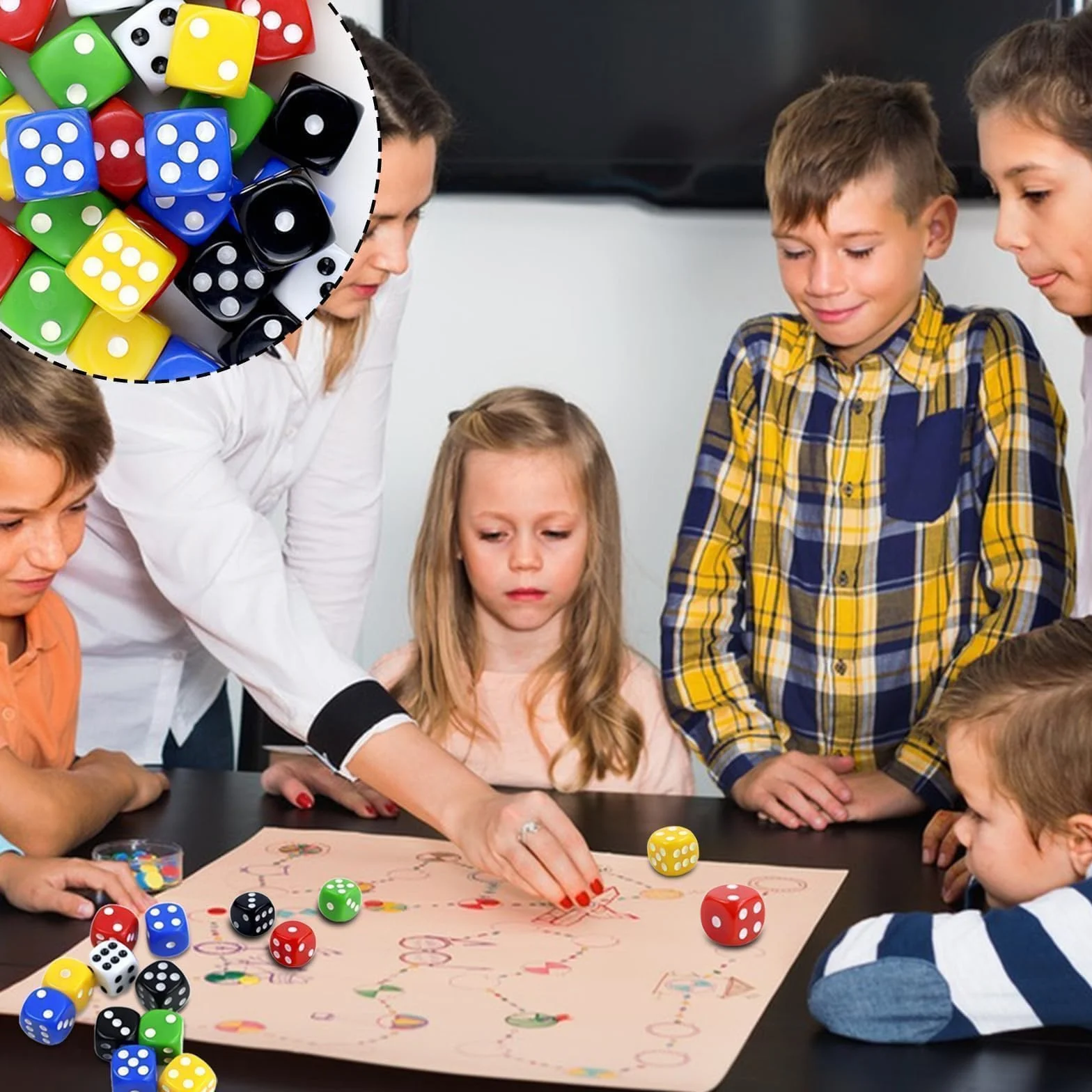 30 Pezzi Dadi Colorati a 6 Facce,22mm D6 dadi in acrilico ,6 Facce Game Dice a cubetti in acrilico con sacchetto a cubo nero,per Poker,Giochi da Tavolo, Giochi con Dadi e Matematici ,poker