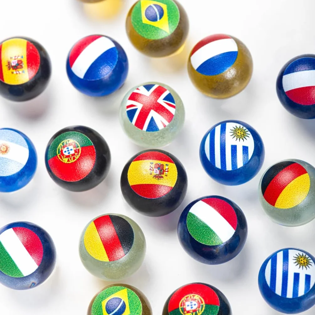 Lusso Biglie di Cristallo 16 mm per Bambini con Bandiere Paesi da Collezionare
