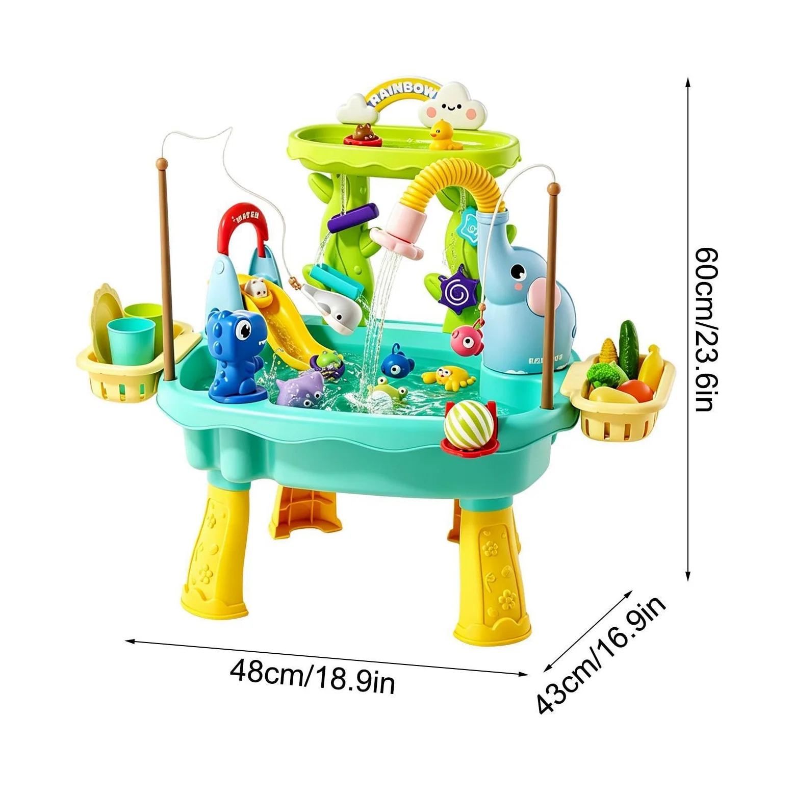 Tavolo Acquatico con di Pesca | Tavolo per Giochi d'Acqua da Esterno per , Spiaggia, , Campeggio, Patio, Asilo , Scuola Materna, Bambini e Bambine Età 4-8