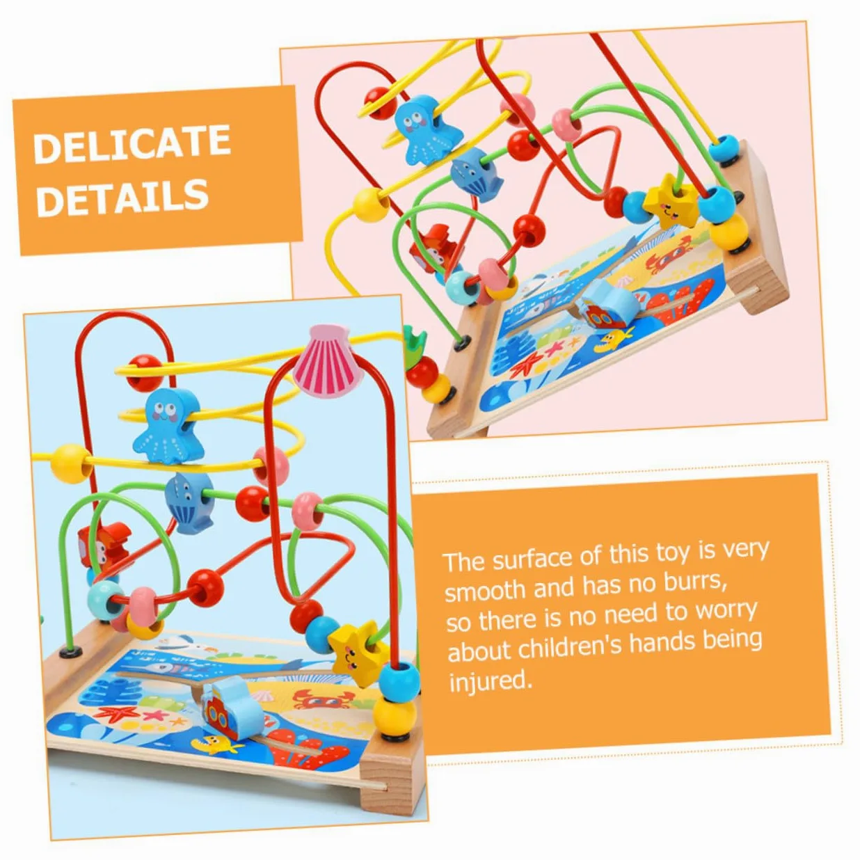 GARVALON Gioco Didattico Labirinto di Perline 1 Pz in Legno per Bambini | Decorazioni Scuola, per Compleanno e Festività, Superficie Liscia senza Bava, Aiuta la Presa