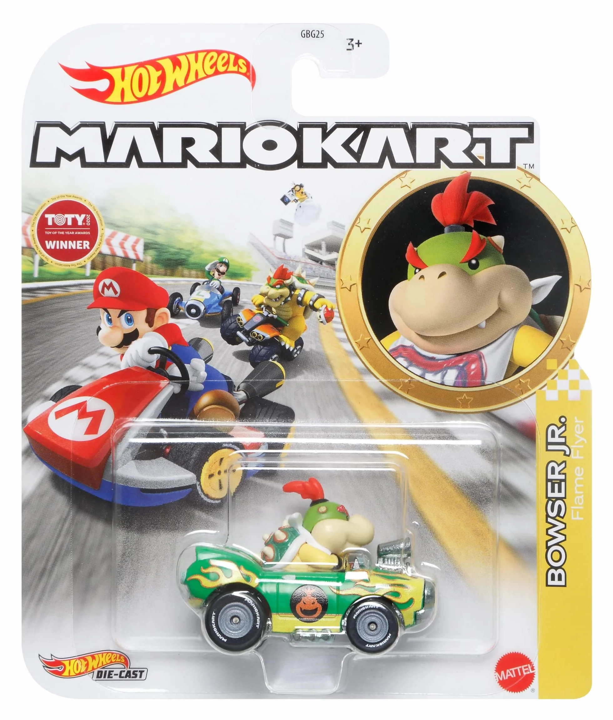 Hot Wheels Modello DieCast KART di BOWSER JR. versione FLAME FLYER da SUPER MARIO KART Scala 1:64-5cm