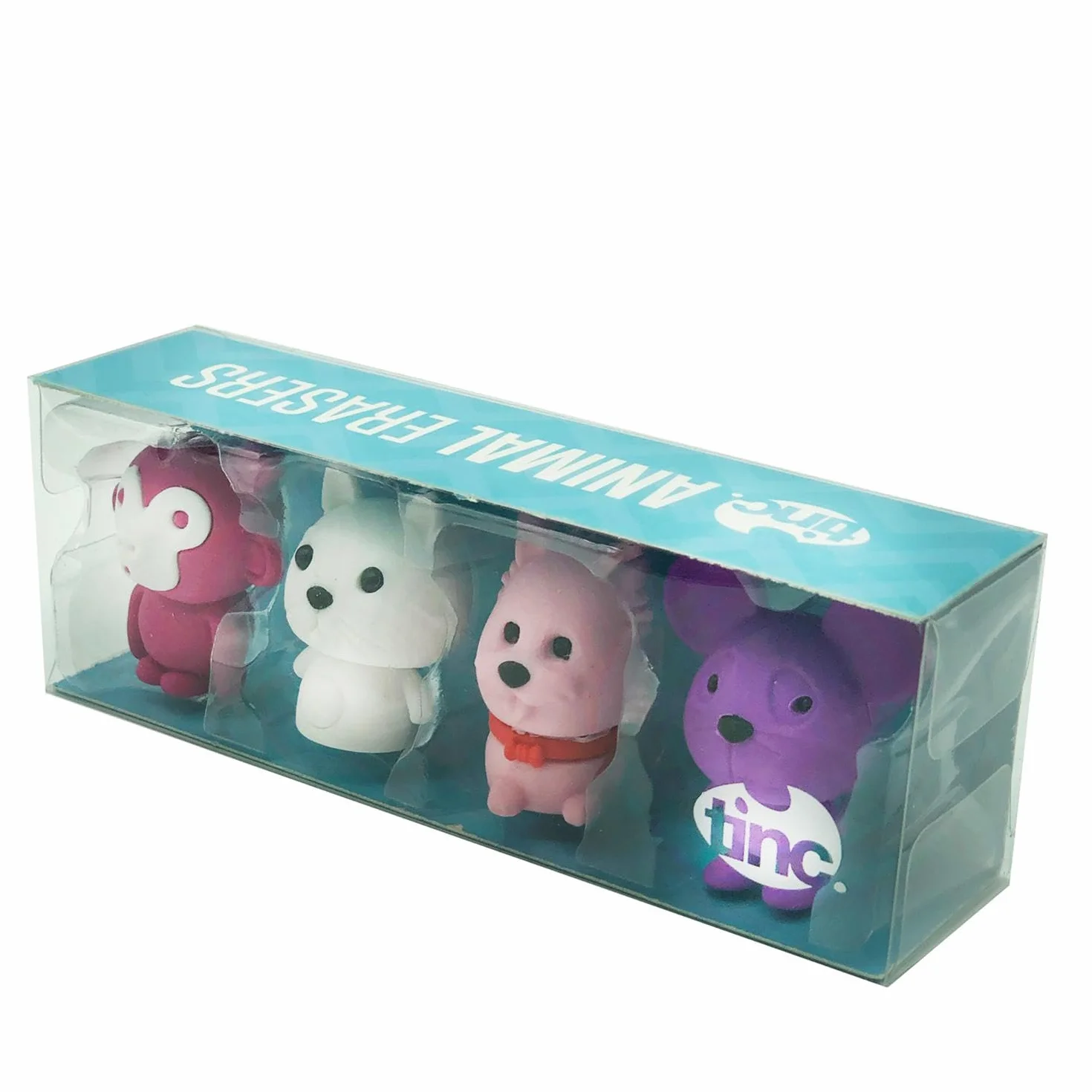 Tinc - Gomme Animali - Set di Figurine Multicolori da Collezione per Scuola e Disegno - Cancelleria Creativa - Regalo per Bambini - Assortiti - Confezione da 4