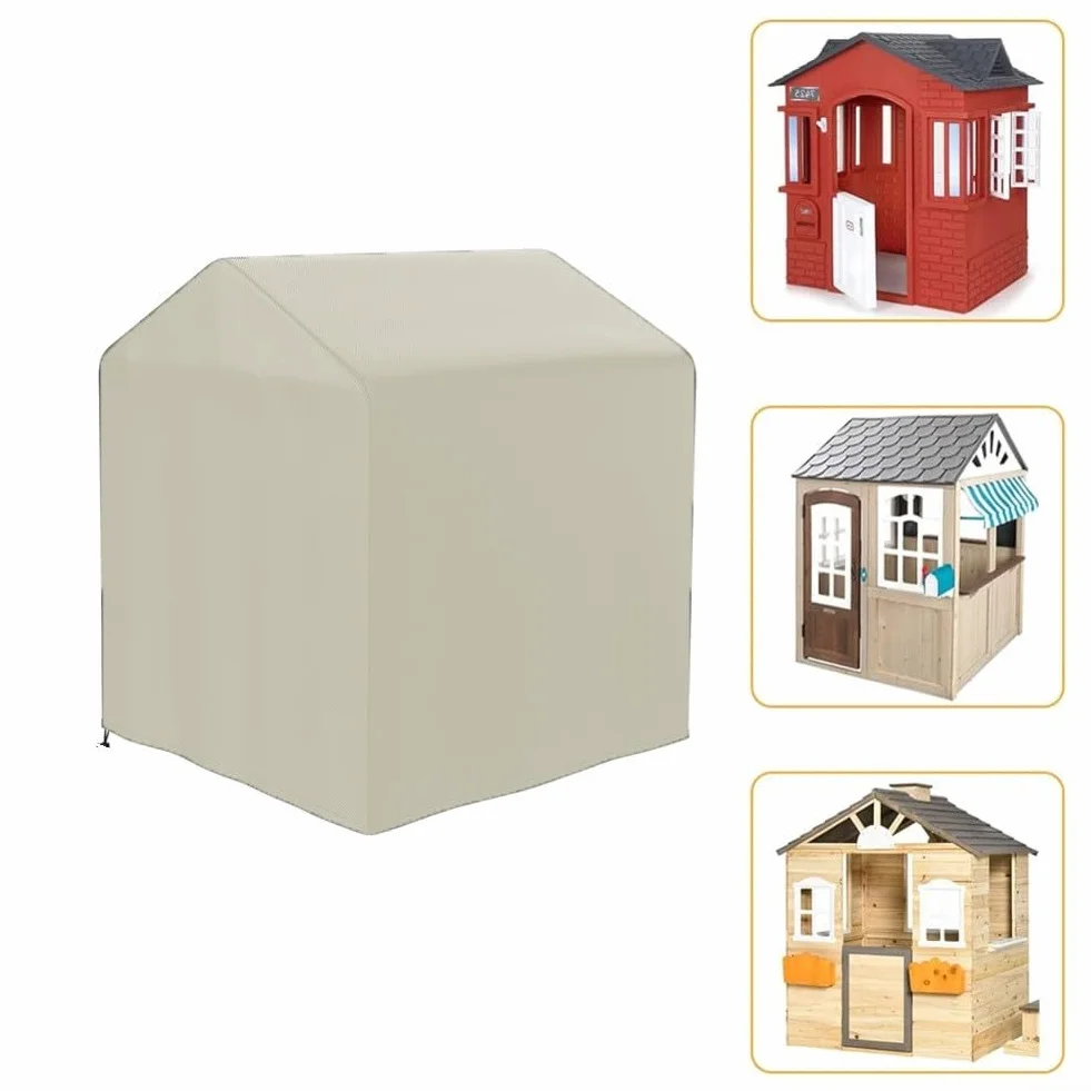 Copertura resistente per casetta dei giochi Oxford 210d, impermeabile, antivento, protezione per la casa dei bambini, in legno, con coulisse, 127 x 115 x 140 cm (bianco, 127 x 115 x 140 cm)