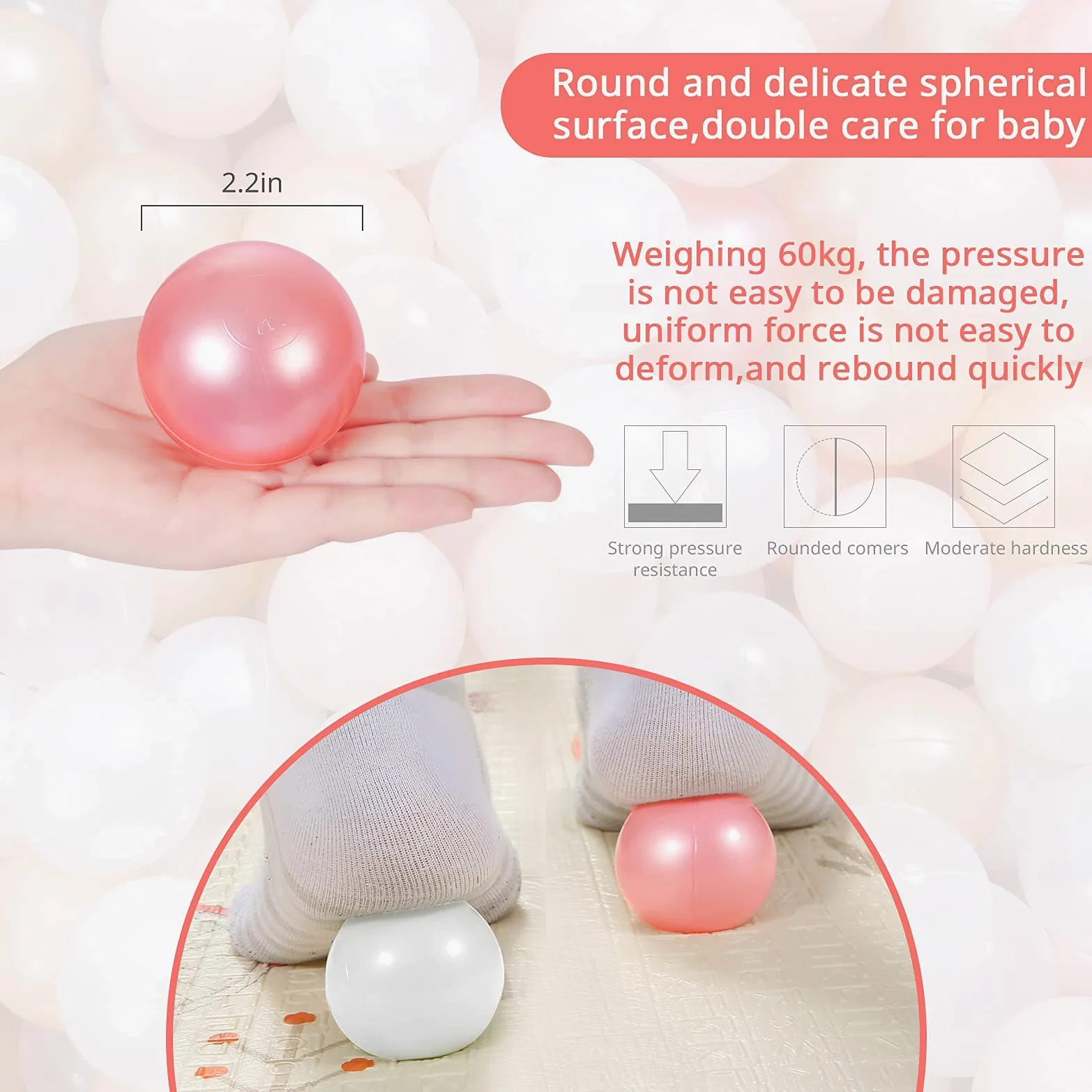STARBOLO Palline per bambini, confezione da 100 200 50, senza BPA e ftalati, atossiche, a prova di schiacciamento, in plastica morbida, per bambini da 1 a 5 anni, per compleanno, piscina, box tenda e