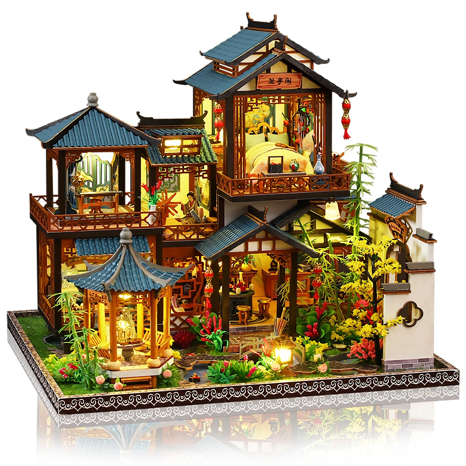 GXNRHG Kit per casa delle Bambole in Miniatura Fai-da-Te, Kit per casa delle Bambole in Legno con Luce a LED, Artigianato Fatto a Mano per Adulti e Adolescenti da Costruire, Crea Il Tuo Modello di