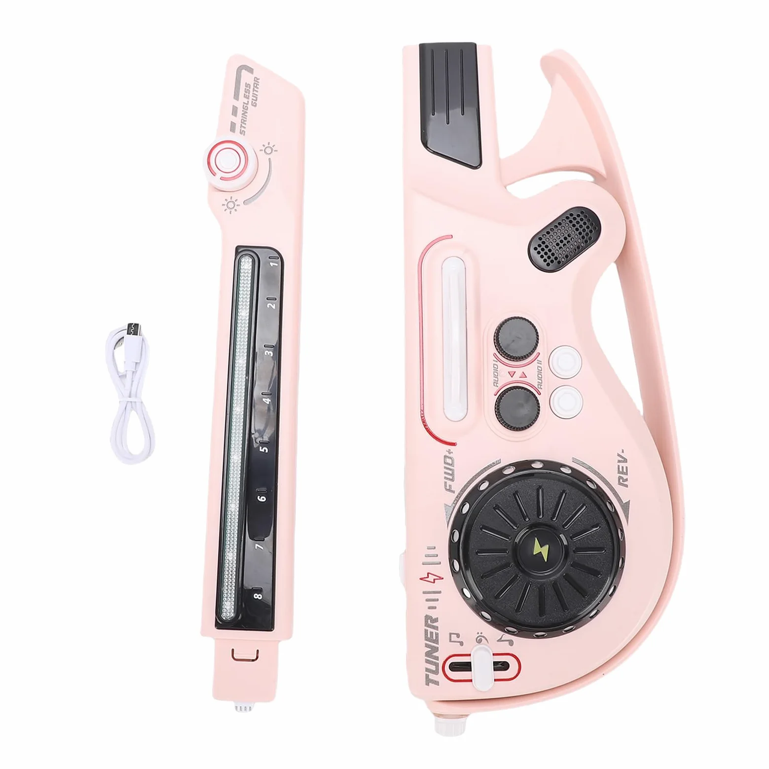 Topiky Chitarra Elettrica per Bambini con Design Senza Corde e Luci LED Colorate, Dai 3 Anni in su (PINK)