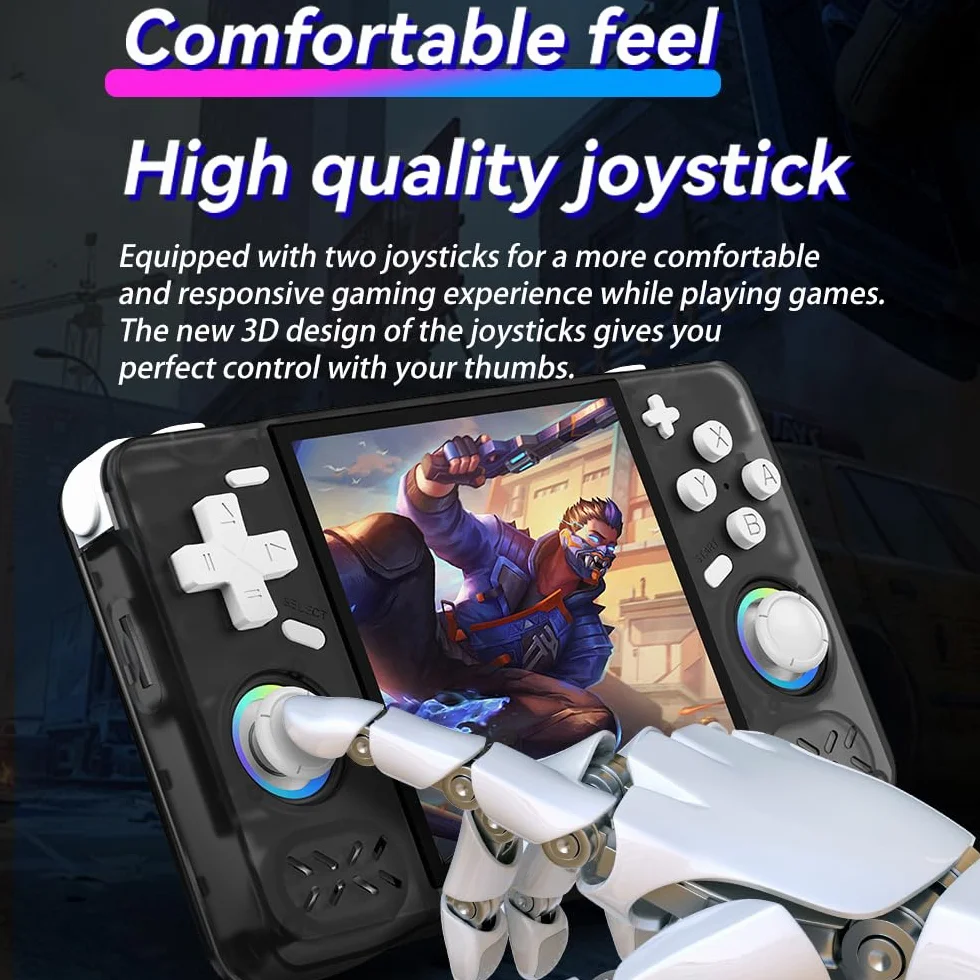 Nuova console di gioco portatile XF40H, 64 GB di memoria interna con 18.000 giochi, batteria da 4000 mAh, sistema Linux, schermo IPS da 4 pollici e custodia (bianco, 64 G)