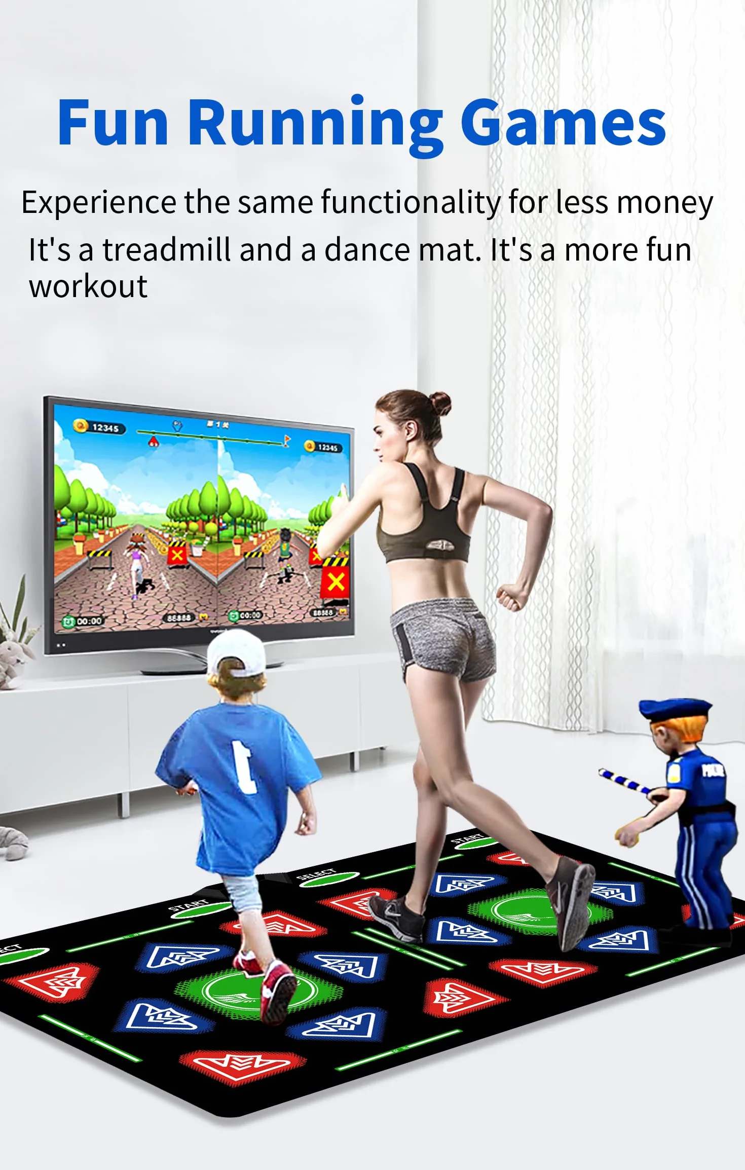 Tappeto Danza HDMI 64GB 1000 Giochi 885 brani 81 Video MTV Morbido Flanella per Bambini TV