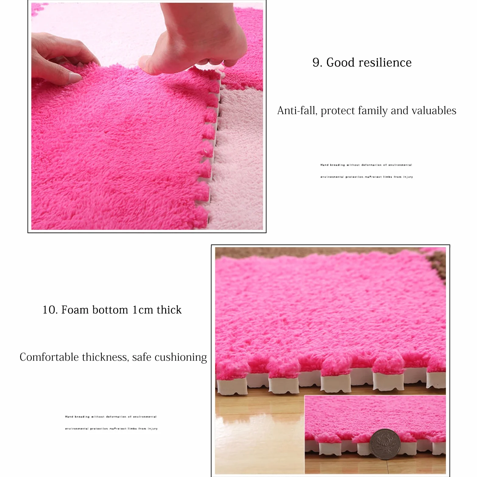 Splice Interlocking Carpet 32 Piastrelle per tappeti ad Incastro, Piastrelle per tappetini in Schiuma di Peluche, Tappetino Puzzle in Schiuma per Soggiorno/Camera da Lett,Gray+Apricot