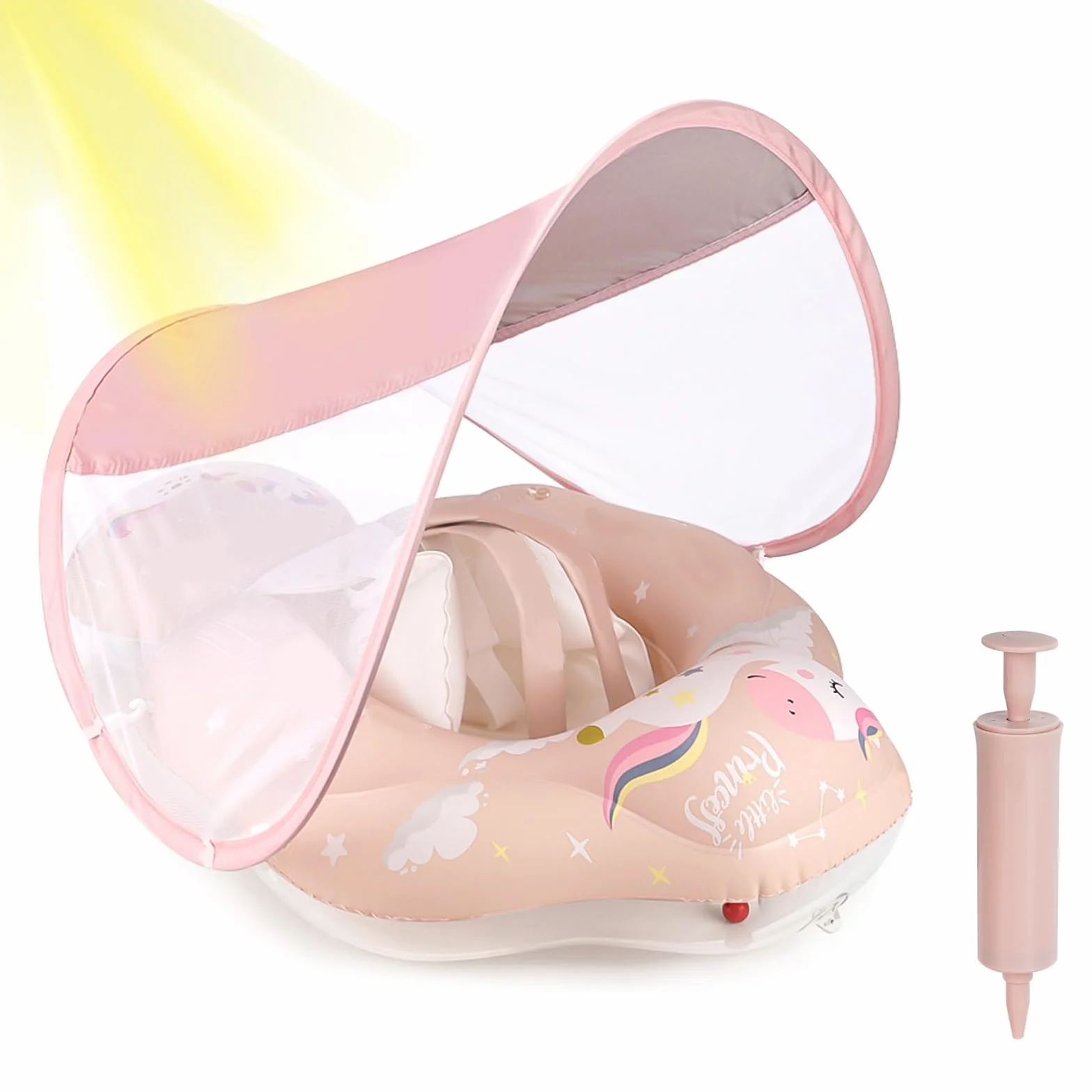 ANSTEN Salvagente Neonato, Salvagente Neonato 3-72 Mesi Salvagente Bambini 1 Anno Ciambella Neonato Mare Mutandina Gonfiabile Float con Parasole