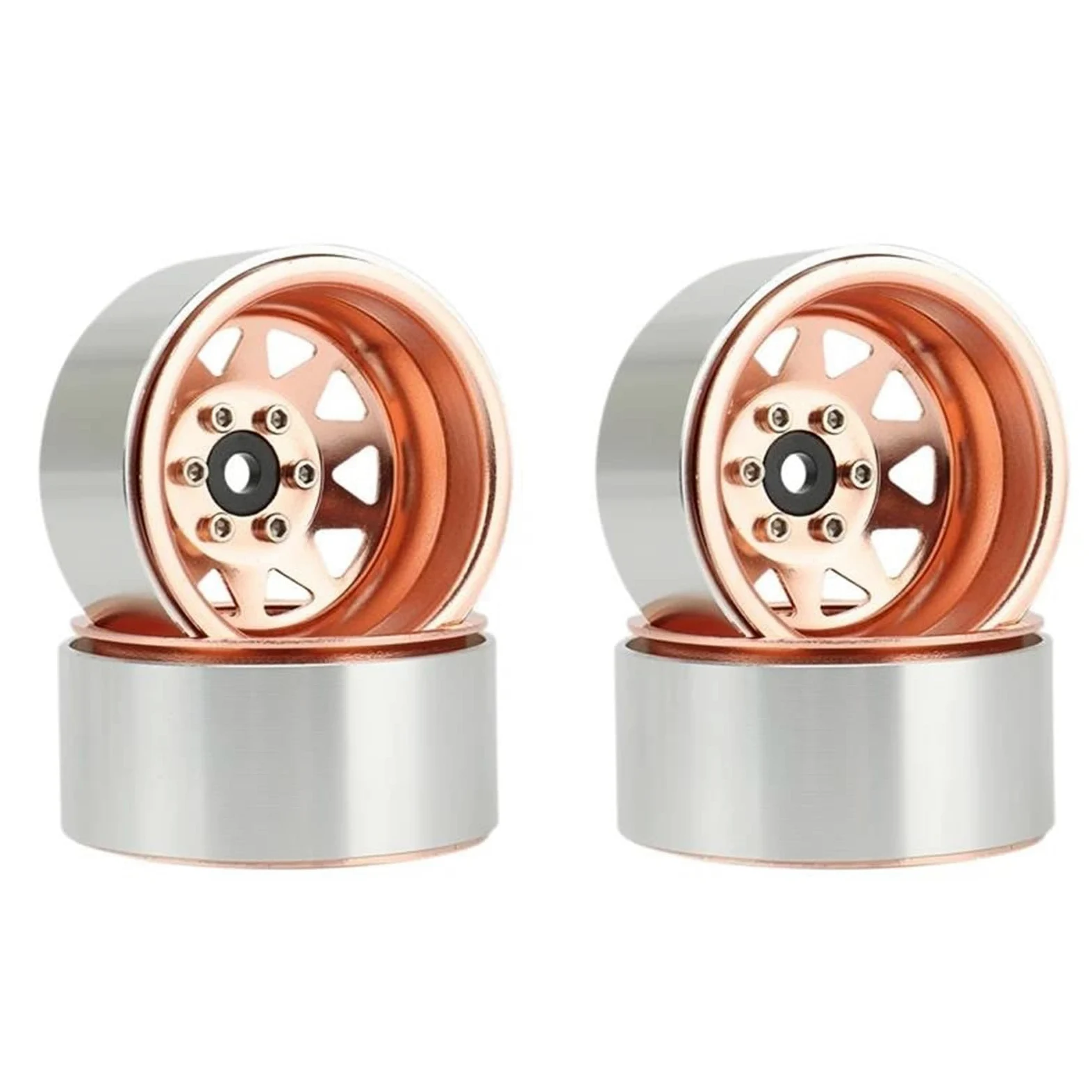 RC Car Pneumatico Ruota Compatibile con Axial per SCX10 90046 per Traxxas TRX4 per 4 Pezzi Deep Dish Wagon 1.9 Metallo Beadlock Mozzo Ruota Cerchio per 1/10 RC Crawler(Brown)