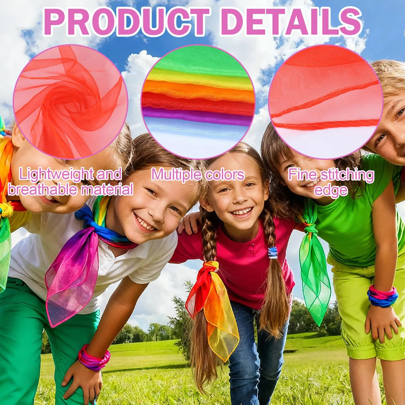 24 Pezzi Foulard Colorati per Bambini 60 x 60cm Foulard Giocoleria per Danza Circo Magia e Acrobatica