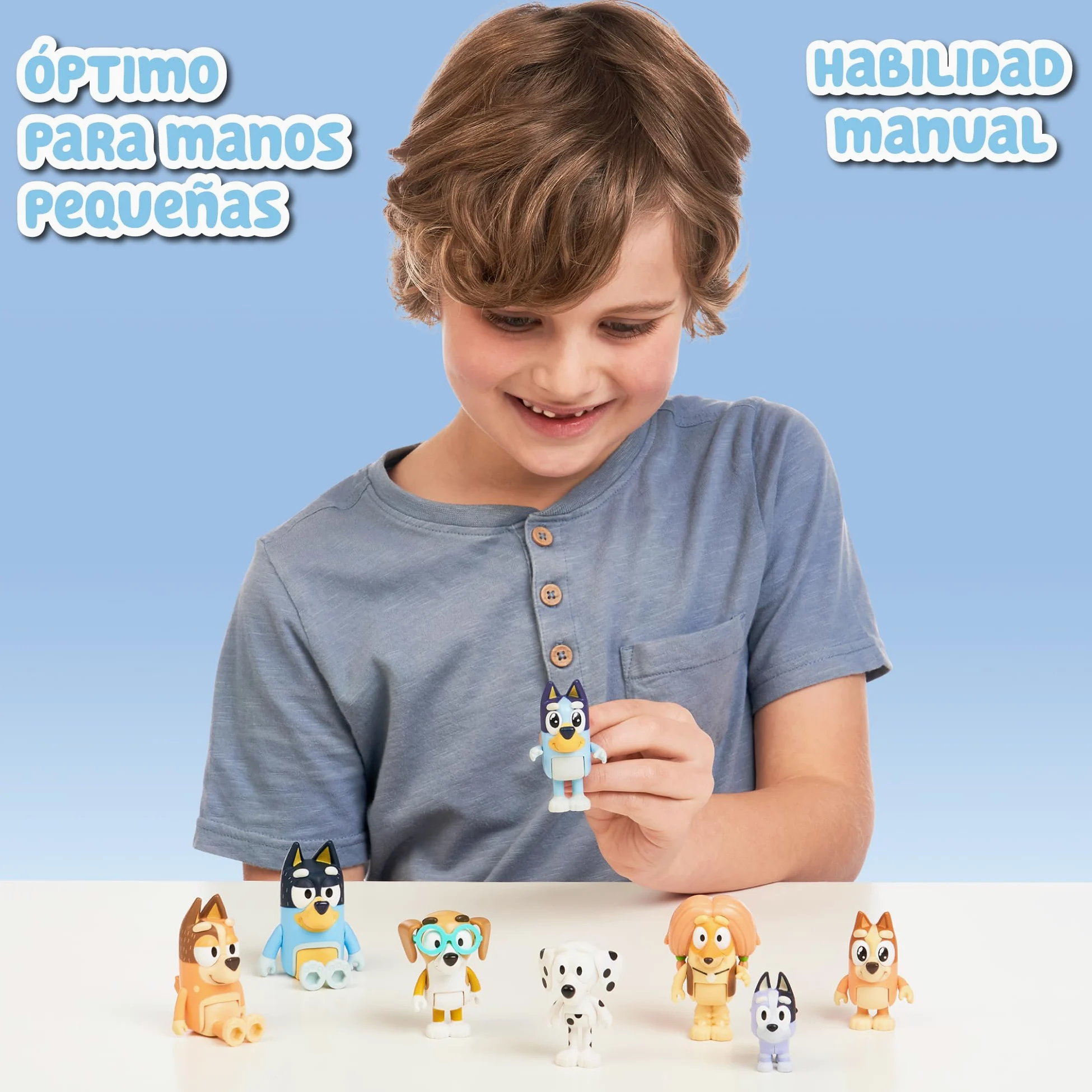 BLUEY - Confezione da 8 figure Famiglia e Compagni del Cole, Figure articolate, bambole da 6 a 8 cm, collezione di personaggi della serie di disegni per bambini, ragazzi e ragazze +3 anni, famoso