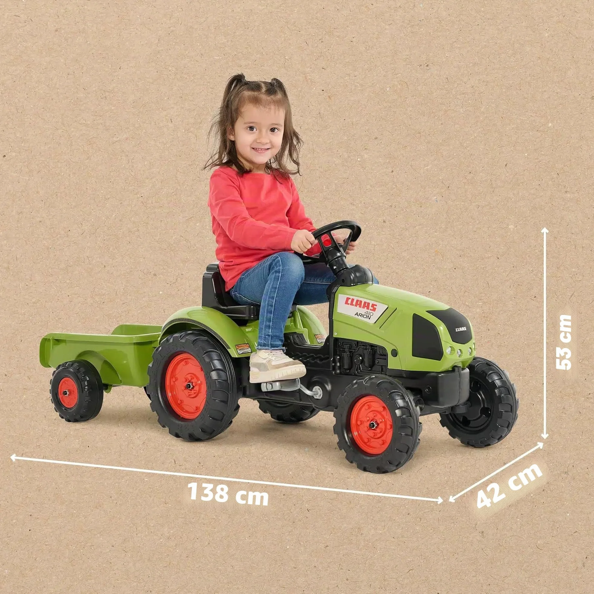 Falk Trattore a Pedali Claas 2040A con Rimorchio da 2 Anni Made in France