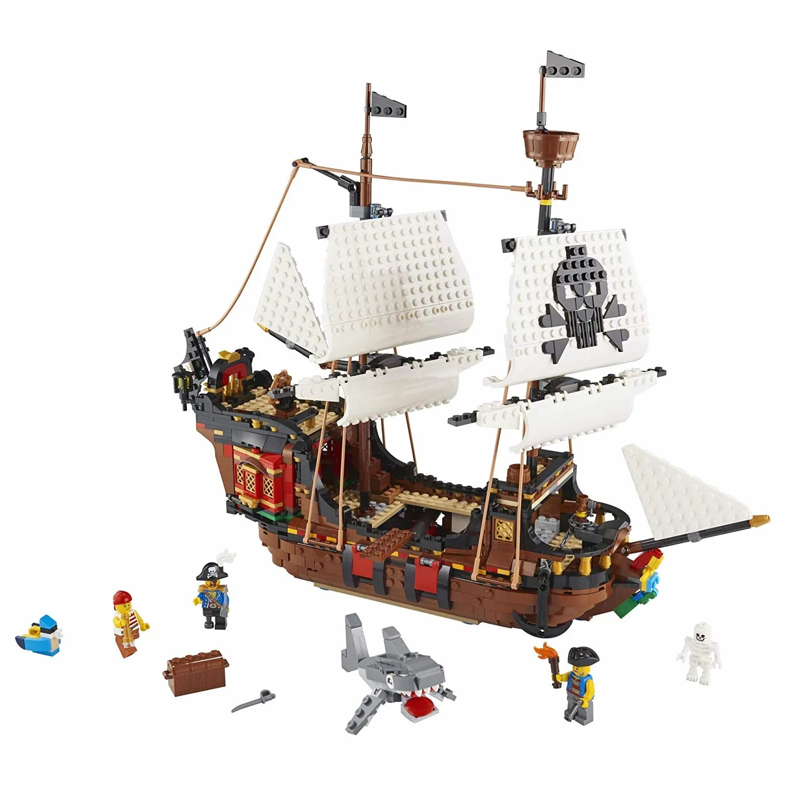 LEGO Creator 3in1 Pirate Ship 31109 Building Playset for Kids who Love Pirates and Model Ships, Makes a Great Gift for Children who Like Creative Play and Adventures, New 2020 (1,260 Pieces)