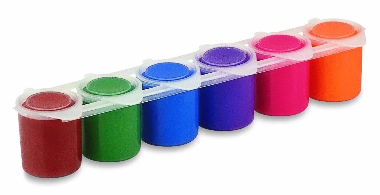 PRIMO - Tempere Lavabili per Bambini +3 Anni, 12 Colori per Bambini 25 ml in Vasetto Validi come Colori per Tessuti e Lavoretti Creativi, Pittura per Tessuti, Carta e Vetro, Colori a Tempera Coprenti