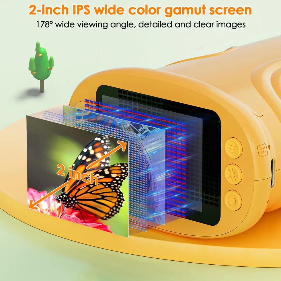 Microscopio Digitale per Bambini, Temodu da 2,0 Pollici Microscopio Digitale Bambini, con 8 luci LED Regolabili 1000X, Capodanno per dai 3 agli 12 anni (382-Yellow)
