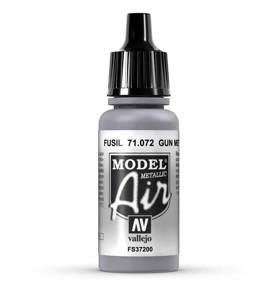 Vallejo Model Air-Colore Acrilico, Grigio (Metallic Gun), 17 ml