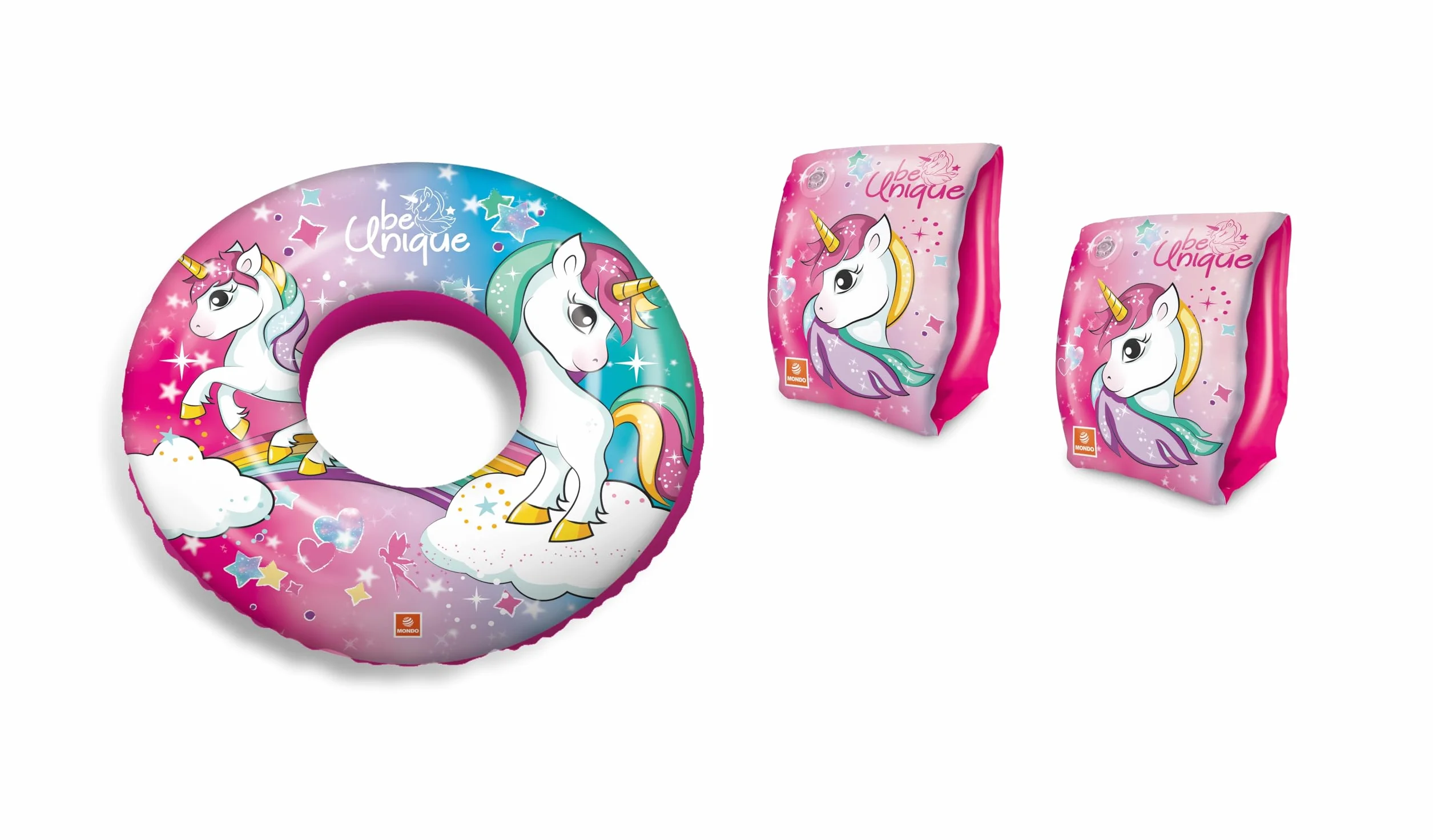 Mondo Toys - set braccioli e ciambella bambini mare estate piscina (unicorn)