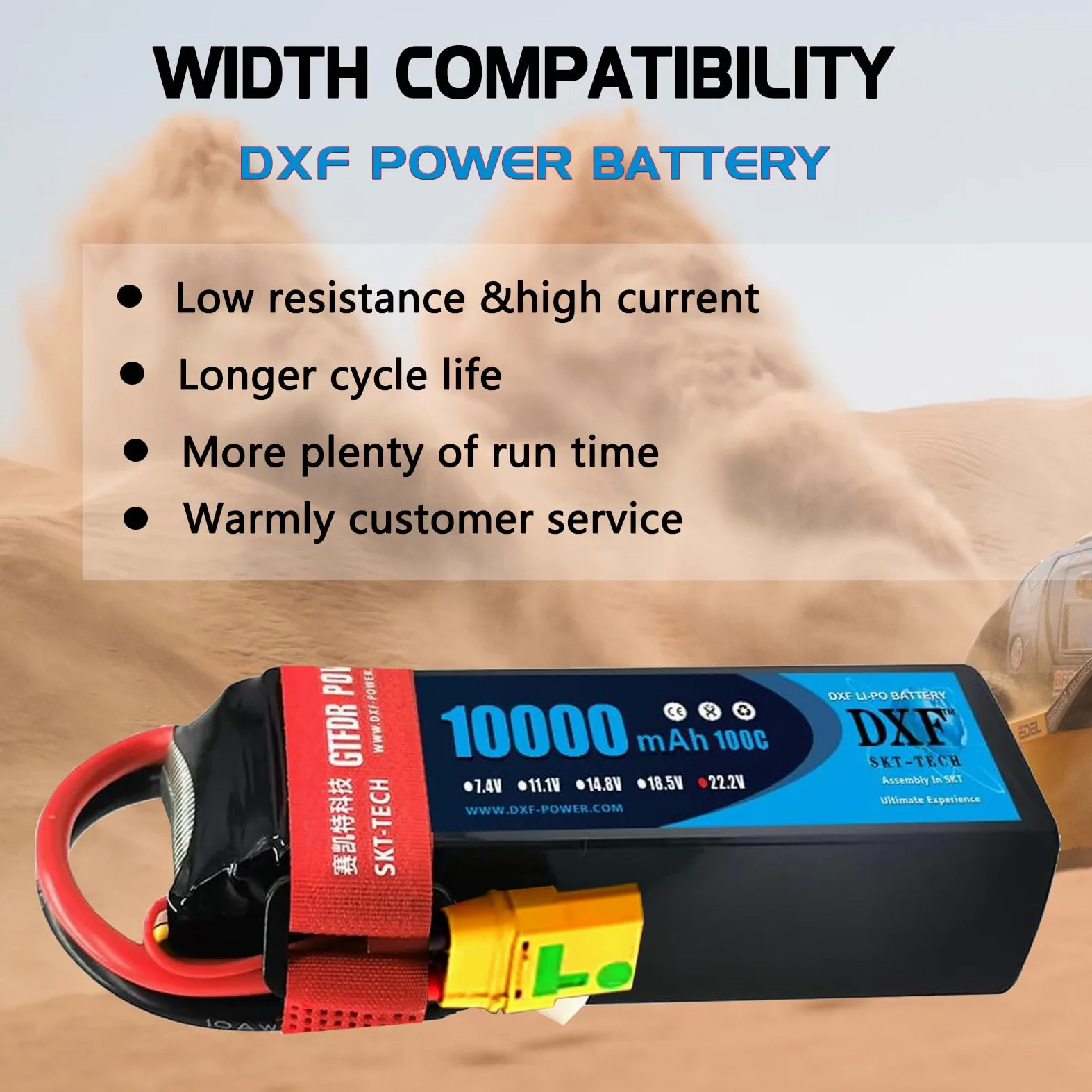DXF 2 confezioni di batterie LIPO, 6S LIPO da 22,2 V, 10000 mAh, 100 C, spina XT90S, per drone, aerei RC, camion, elicotteri e altro, LIPO 6S, batteria in formato 6S1P