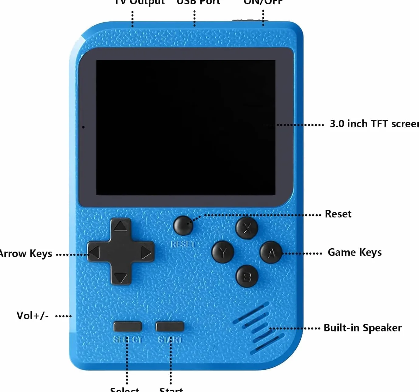 Console Portatile con Giochi Arcade | Mini Console di Giochi Retrò | 400 giochi in 1 | Portatile ogiochi Classici regalo natale | Super Console Retrò Game per Bambini e Adulti | Blu