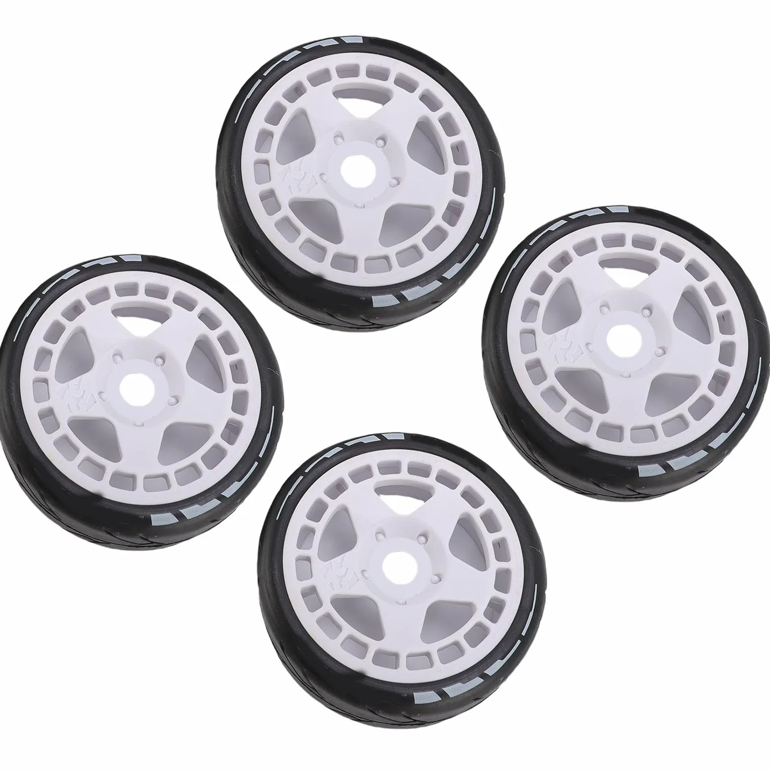 Pneumatici da Rally RC 4pcs, Plastica Robusta da 17 Mm 1/8 Pneumatici per Ruote per Auto RC con Uso Versatile, Durata Notevole, Installazione Rapida e Facile, Prestazioni Ottimali con (WHITE)