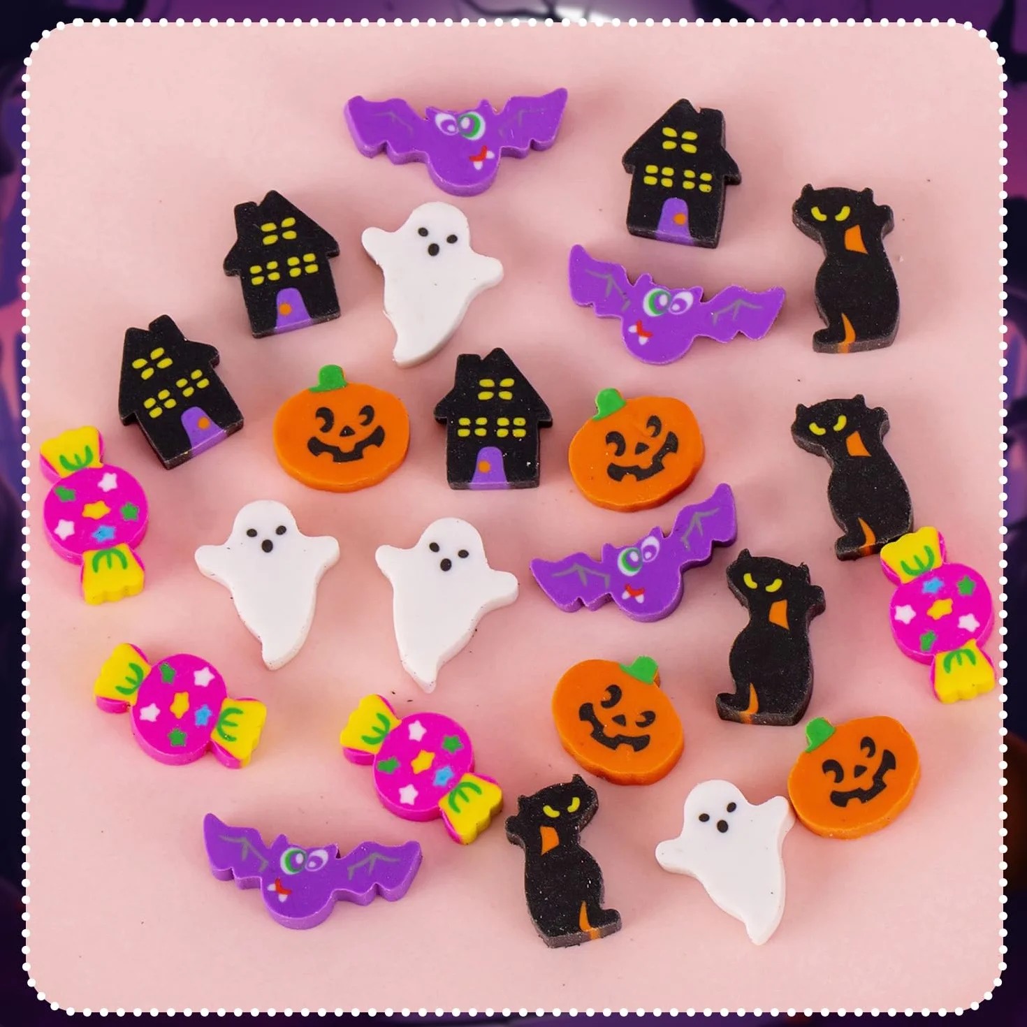 Mini gomme da cancellare di Halloween per bambini, a forma di zucca, dolcetto o scherzetto per feste di Halloween, mini premi decorativi per la scuola, 100 pezzi