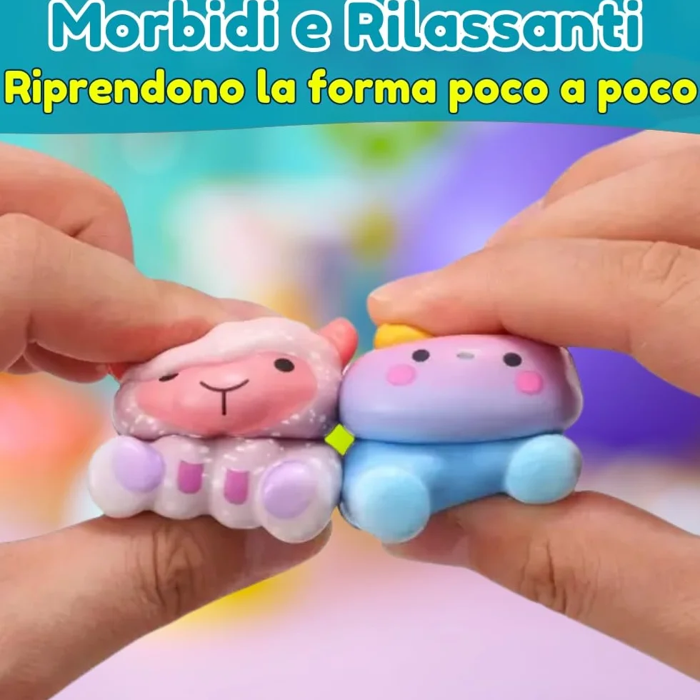 24 PCS Squishy Animali + Sacchetti Regalo Singoli, Giochi Antistress, Tocco Morbido, Espansione Lenta, Gadget Compleanno Bambini | Pack 24 Squishy + Sacchetti Regalo