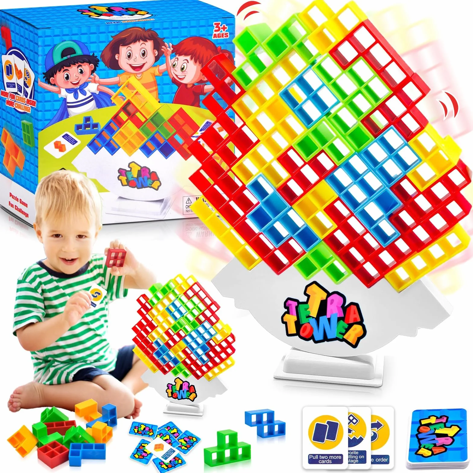 Jadyon 64 Pcs gioco per bambini, Tetra tower, Gioco Stack Attack Giocattolo Impilabile, Montessori Giochi Tower Balance Game Regalo per Bambini e Adulti.