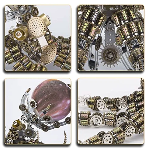 Puzzle 3D in metallo con staffa polpo assemblata + kit modello Starlight, puzzle 3D staccabile per adulti, kit montaggio in acciaio inossidabile, kit educativo meccanico (oltre 2400 pezzi)