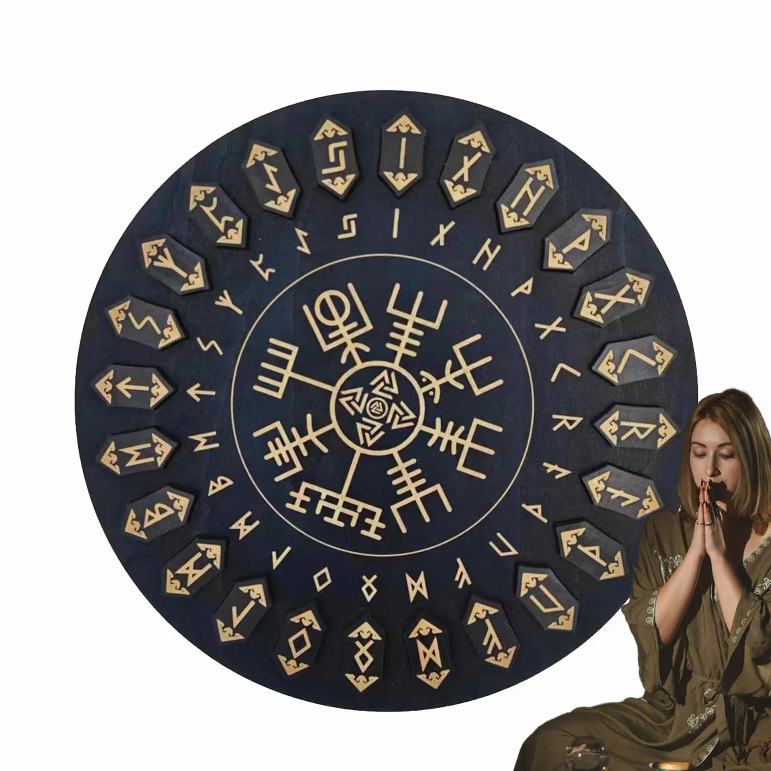 Set di rune in legno per divinazione e meditazione, decorativo per streghe