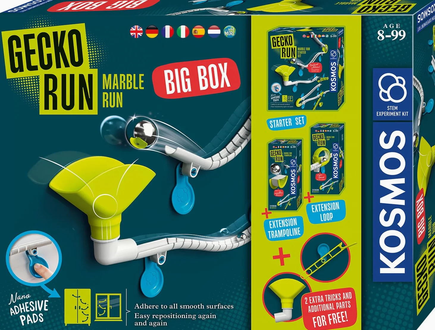 KOSMOS 617318 Gecko Run Marble Run Big Box, confezione convenienza, pista a sfera espandibile per bambini a partire dagli 8 anni, pista a sferica verticale, marmotta, istruzioni multilingue