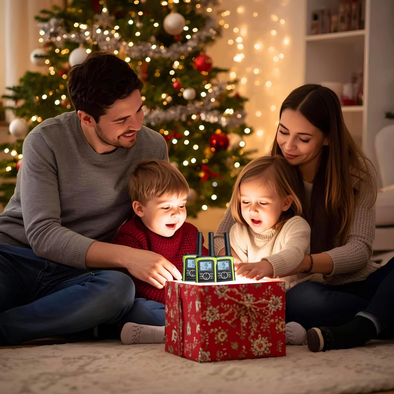 Radioddity PR-T8 Walkie Talkie per bambini, radio PMR446 ricaricabile a lungo raggio con chiamata di gruppo, batteria da 2000 mAh, ricarica USB-C, per escursionismo e campeggio, confezione da 3 pezzi