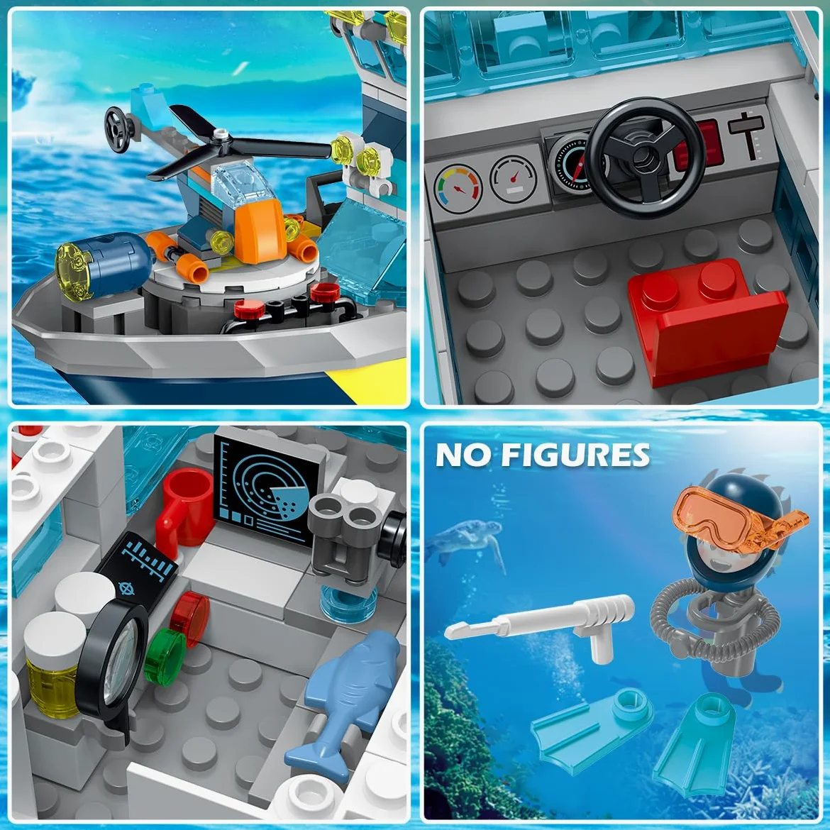 HOGOKIDS City Arctic Explorer Set di costruzioni navali con luce LED - Divertente kit di blocchi da costruzione galleggianti regalo per l'esplorazione dell'oceano per bambini bambine dai 6 anni in su