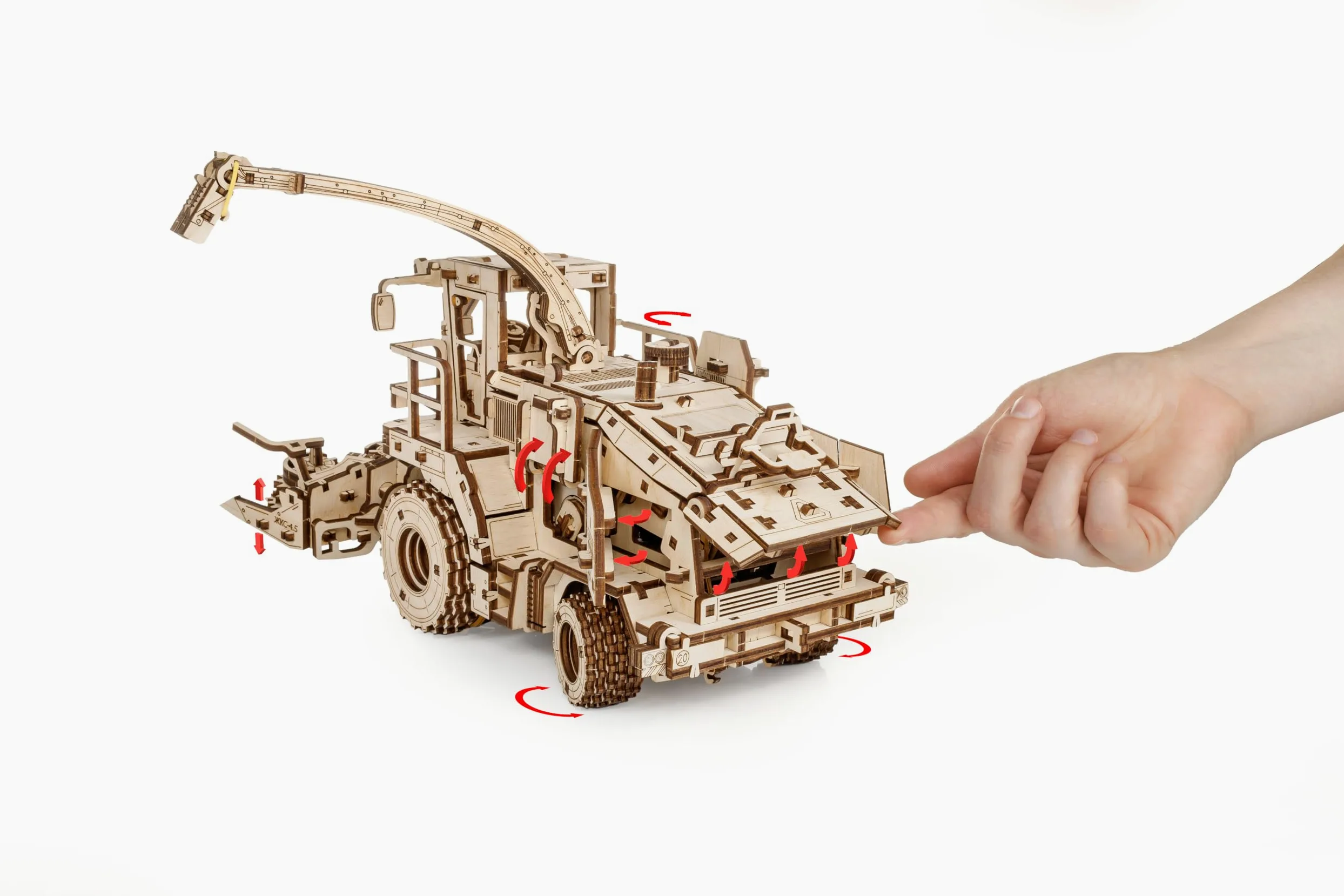 EWA Eco-Wood-Art - Puzzle in legno 3D per ragazzi e adulti, 14+ - Macchina raccolta FS80 - Kit fai da te, montaggio fai da te, non richiede colla - 580 pezzi