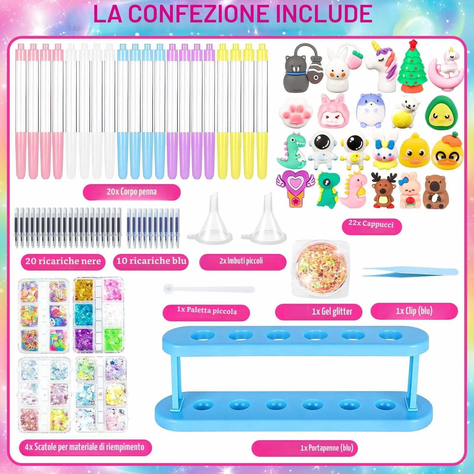 Laboratorio Delle Penne Kit Creativo Penne 82 Accessori Fai da te Bambini 5-12 Anni