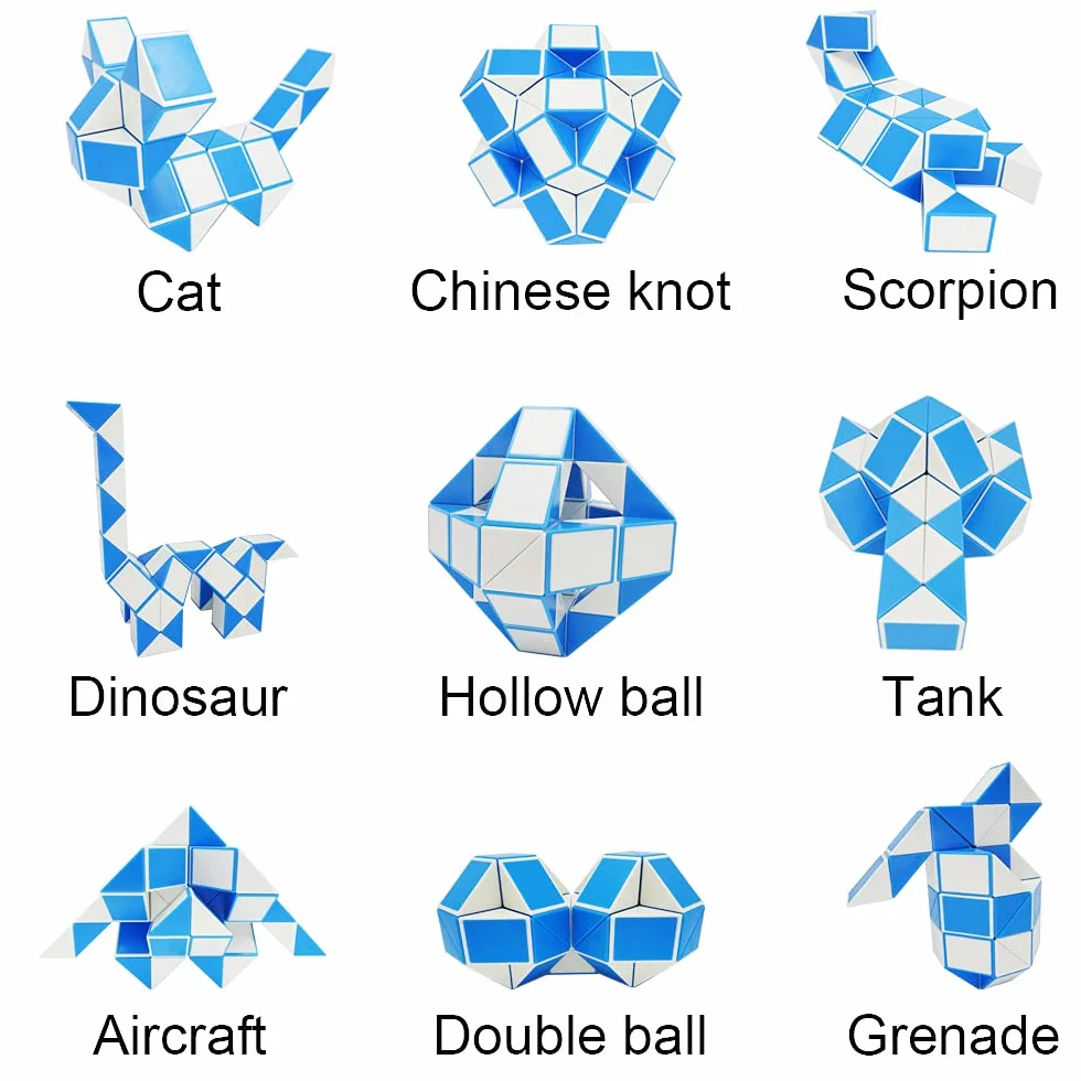 Serpente Magico 48 segmenti Magic Snake Cubo Puzzle-regalini feste bambini-giocattolo agitarsi serpente-Giocattoli del serpente di Bomboniere per feste di compleanno per bambini(blu*1)