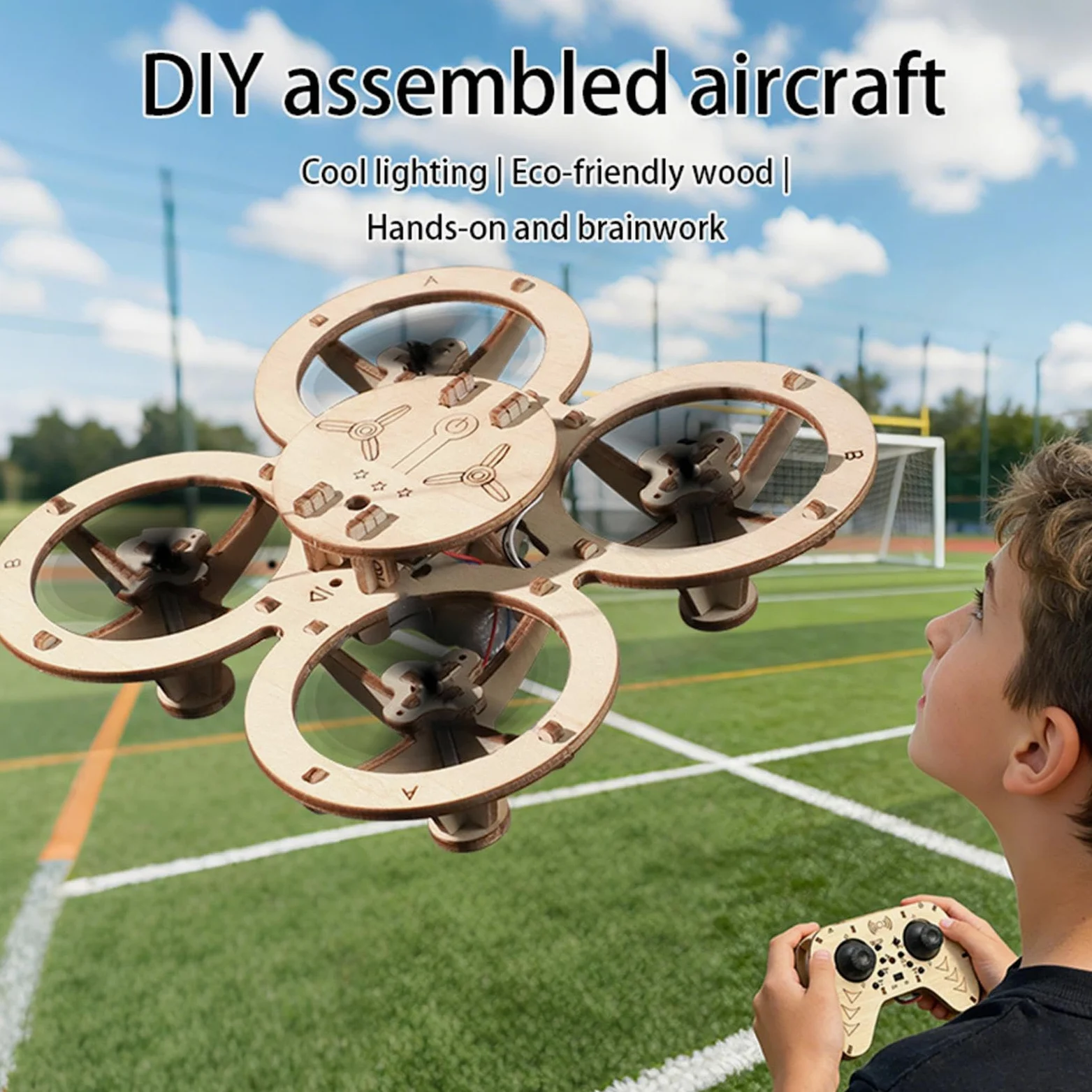 Kit Di Montaggio Drone In Legno Giocattolo Volante Telecomandato Educativo | Kit Di Montaggio Per Drone In Legno Per Bambini Compleanno Hobby Attività Casa Interno Festa Vacanza Casa