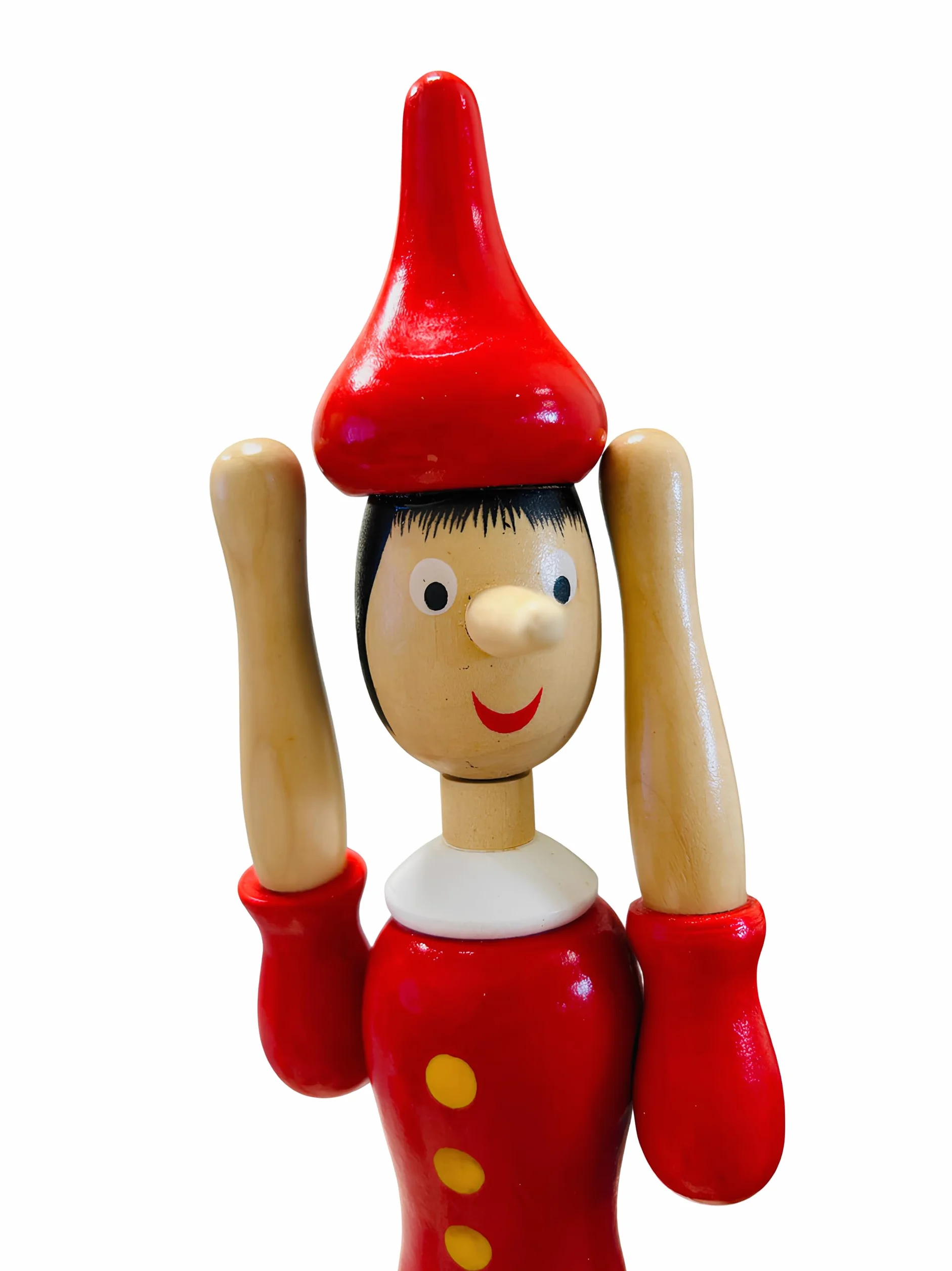 Pinocchio in Legno Massello 30 cm Snodabile Marionetta Articolata Burattino Fiabe Dipinto Altezza 30 cm