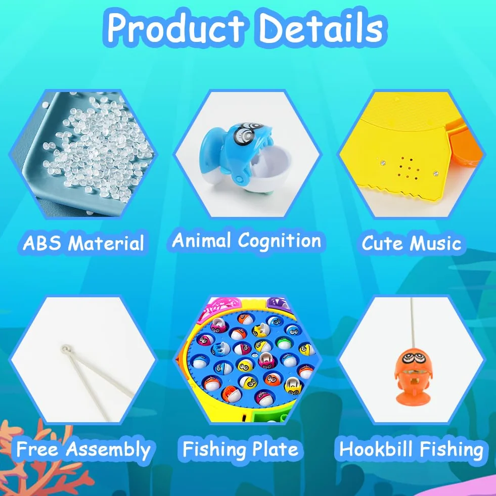 Vicloon Gioco Pesca Bambini con 24 Pesci e 5 Canne da Pesca, Giochi Educativi 3-5 Anni