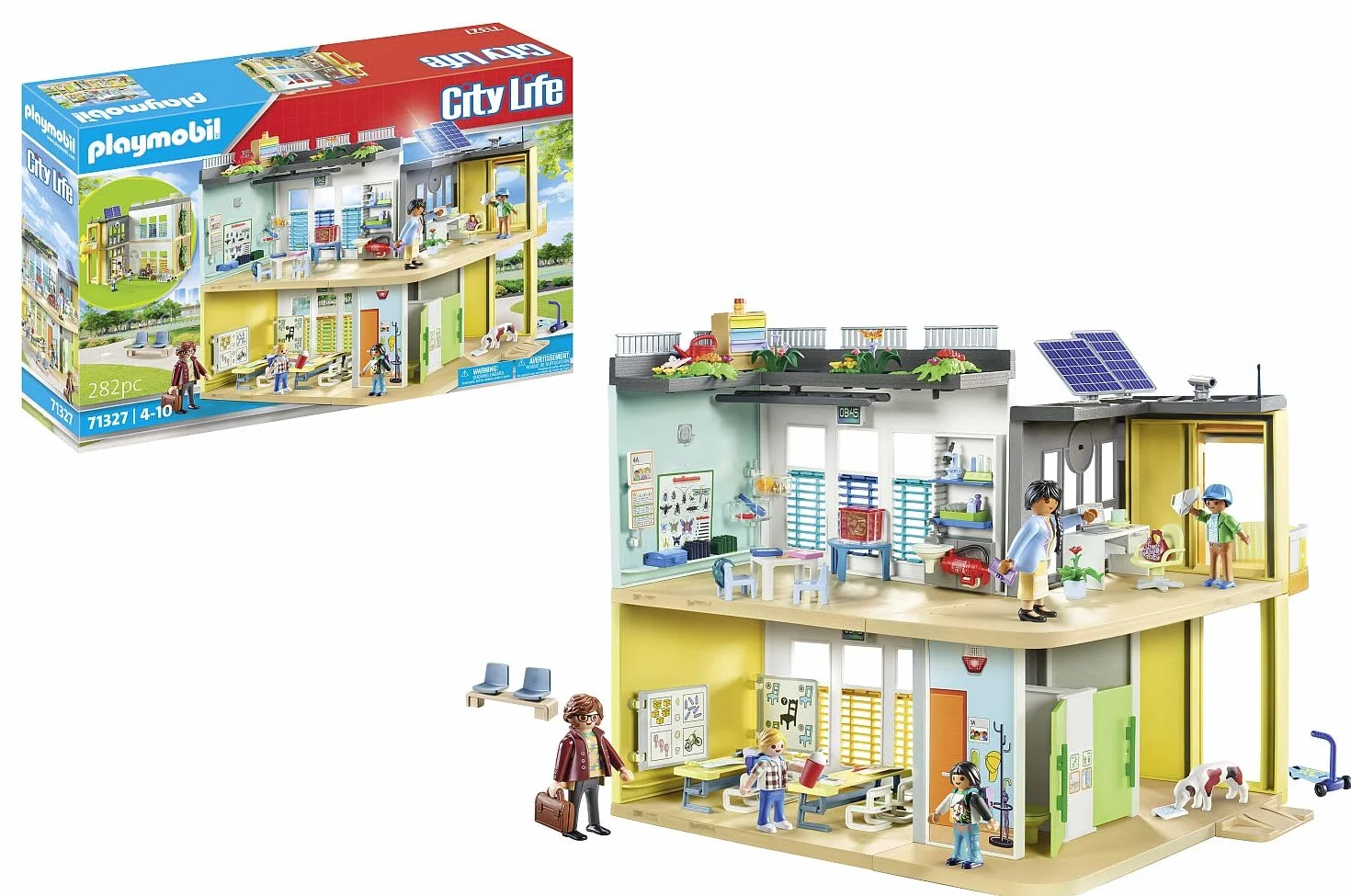 PLAYMOBIL City Life 71327 Grande scuola, edificio scolastico con ascensore, giocattolo per bambini dai 4 anni in su