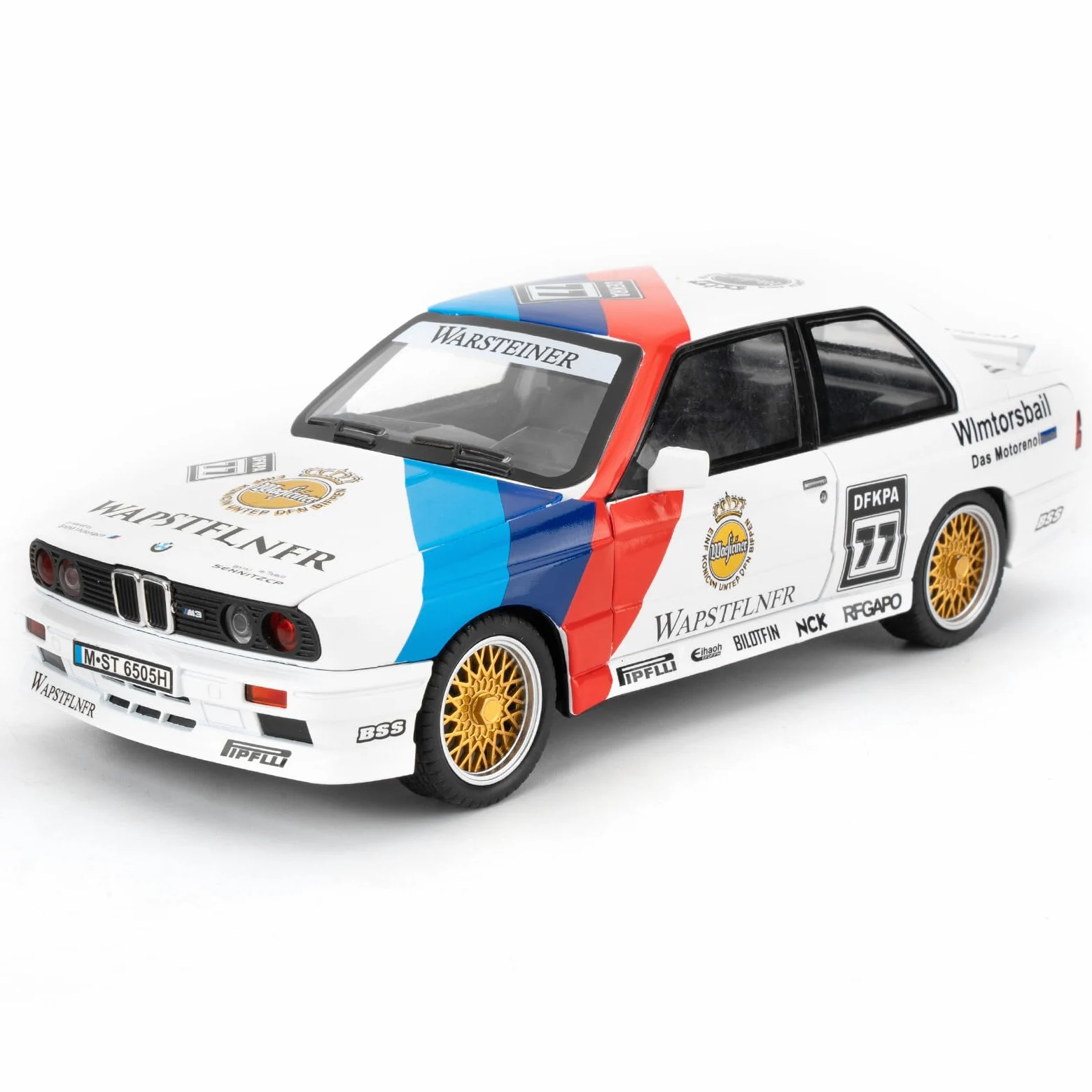 imtfzct Modellino auto 1/24 M3 in versione laccata, auto giocattolo in alluminio pressofuso con funzione audio e luce e funzione pull-back, modello da collezione, regalo per bambini (bianco)