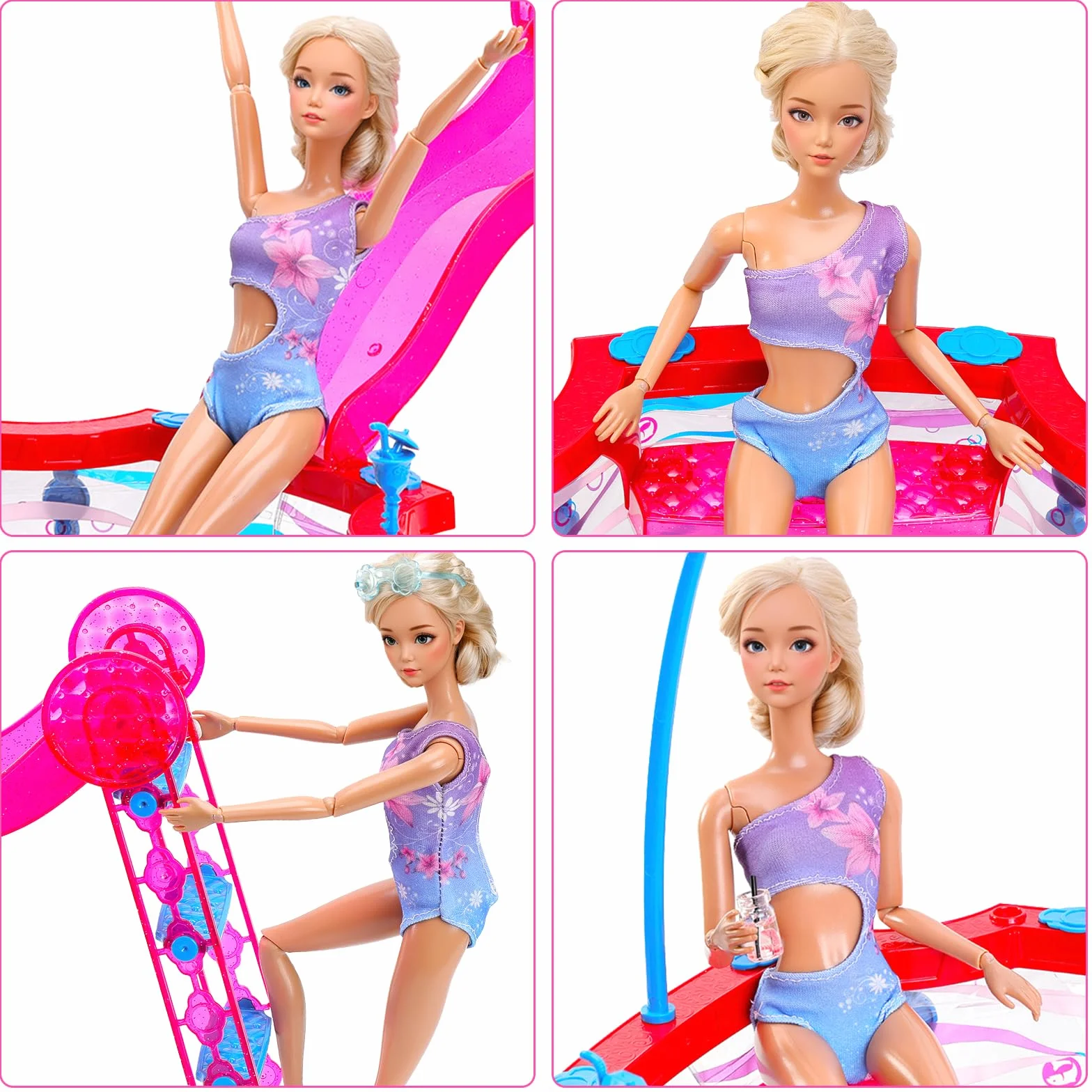 Miunana 23 Pezzi Per 11.5 Pollici 30 CM Bambola: 3 Costumi Da Bagno + 1 Vestito Sirena + 3 PCS Scarpe + Piscina + 15 Accessori D'Estate