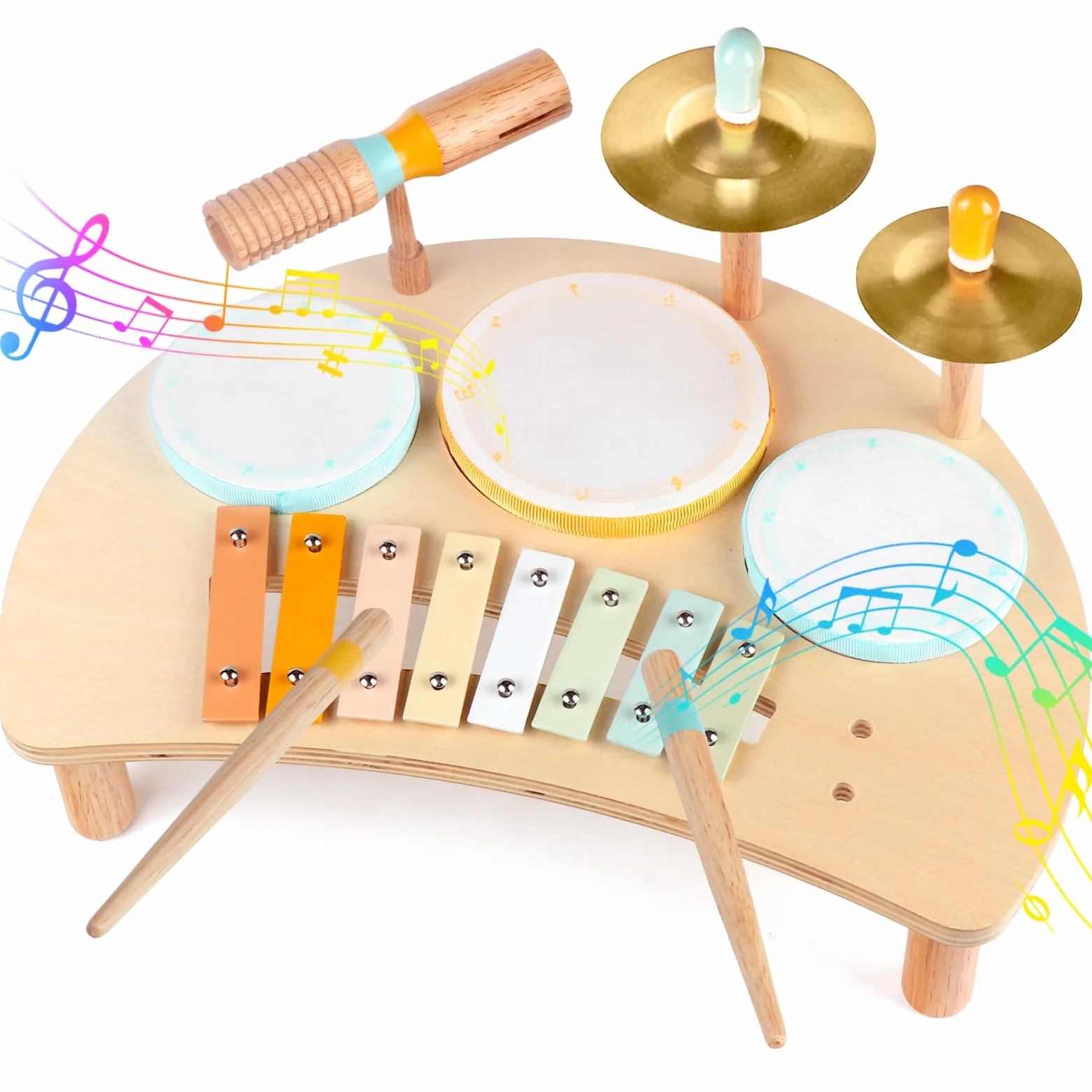 Set di batteria per bambini - Strumenti musicali per bambini da 1 a 3 anni, giocattoli musicali educativi per bambini in età prescolare, giocattoli montessori per bambini di 3 anni e più