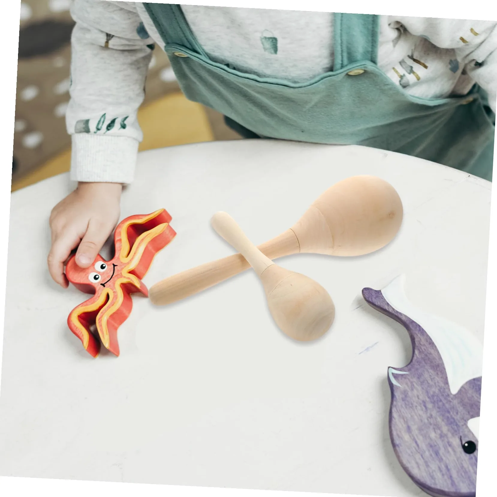 Gatuida Maracas in Legno da Dipingere 12 Pezzi, Strumenti Musicali Maracas per Ragazzo Ragazza, Giocattolo Educativo Precoce per Scuola e Feste, Sonagli Percussione Fai da Te per Attività